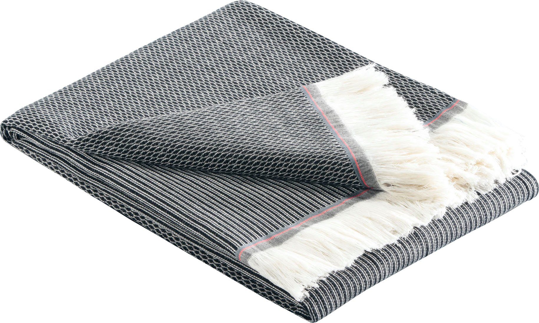 Plaid Lines, Biederlack, hochwertige Franse, Kuscheldecke