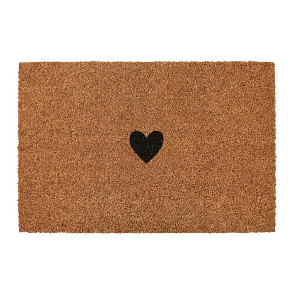 Clayre & Eef Fußmatte Fußmatte LOVELYN natur schwarz mit Herz Türmatte 75x45cm