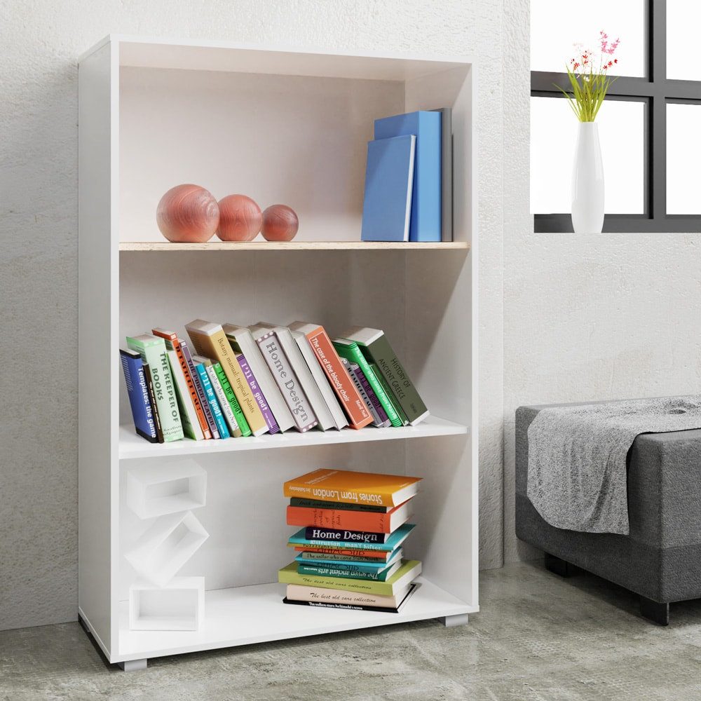 Casaria Bücherregal Vela, Weiß Holz 3 günstig online kaufen
