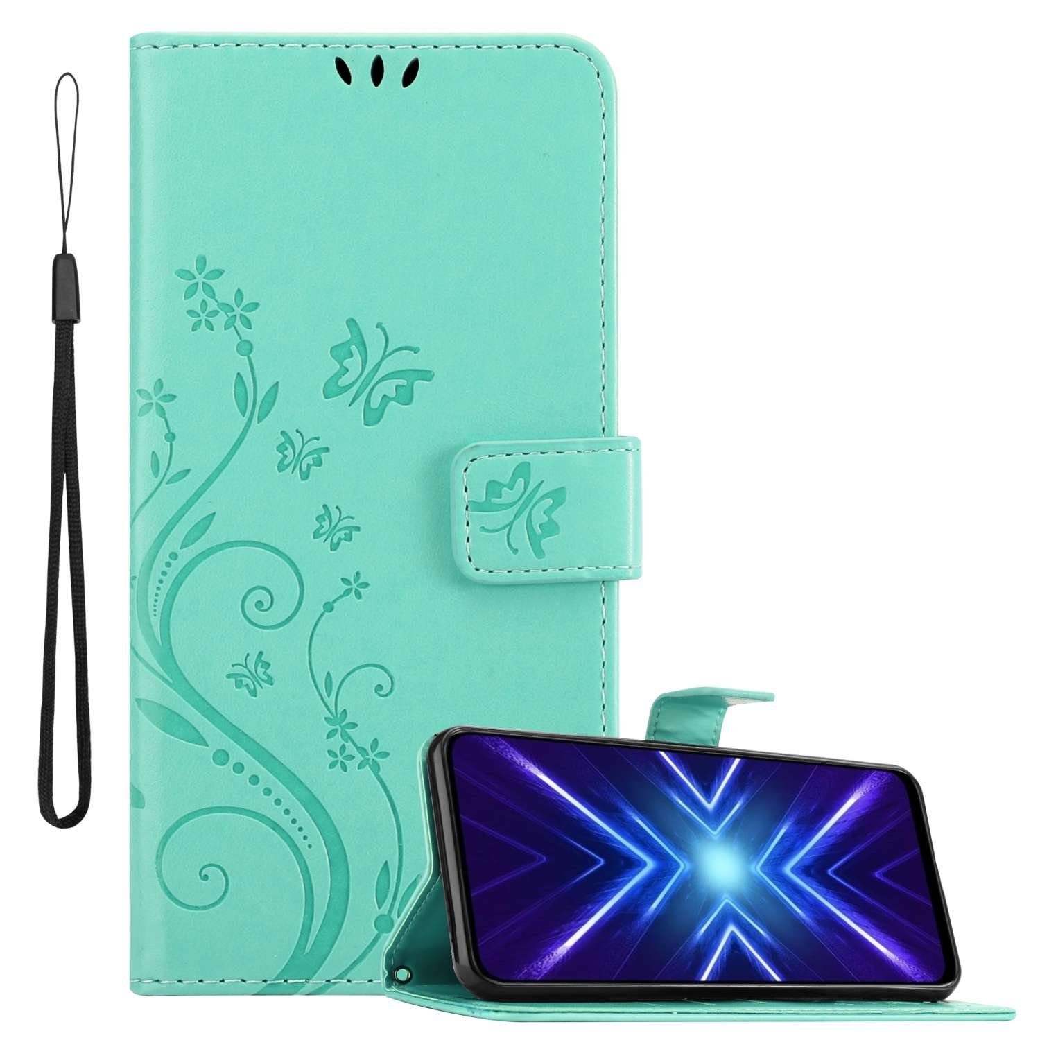 Cadorabo Handyhülle für Honor 9X Hülle Honor 9X, Hülle Schutzhülle Blumen Flower mit Standfunktion Kartenfach Magnet