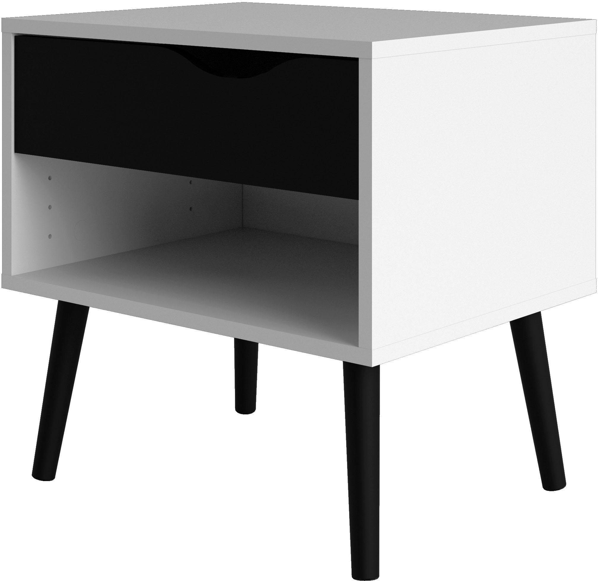 | weiß weiß/schwarz Oslo, weiß Scandi | massivem matt affaire Beingestell, mit Nachttisch im Design Home schönem