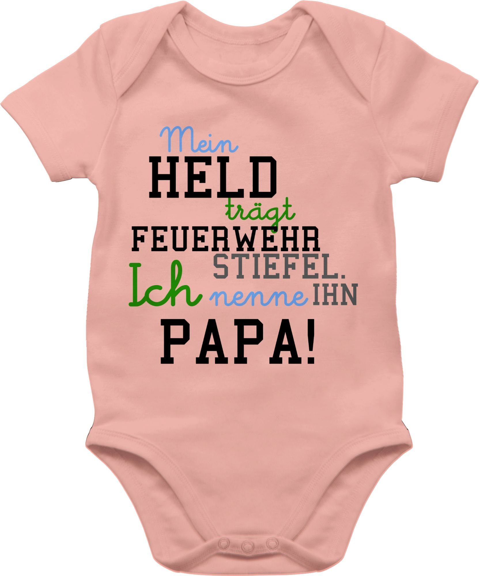 Shirtracer Shirtbody Mein Held Papa Feuerwehr Junge Feuerwehr 3 Babyrosa