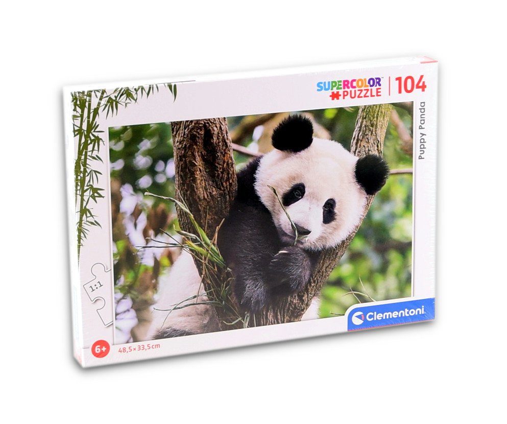 Clementoni® Puzzle Supercolor 104 Puppy Teile), - Puzzleteile (104 Puzzle Panda