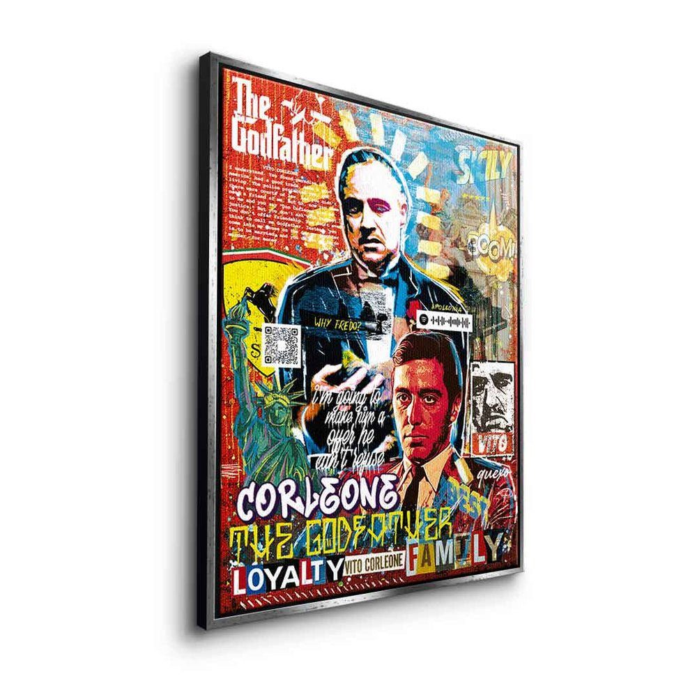 Art Godfather Der Pacino Al Leinwandbild, Pate Pop schwarzer Rahmen Style DOTCOMCANVAS® The Leinwandbild Collage