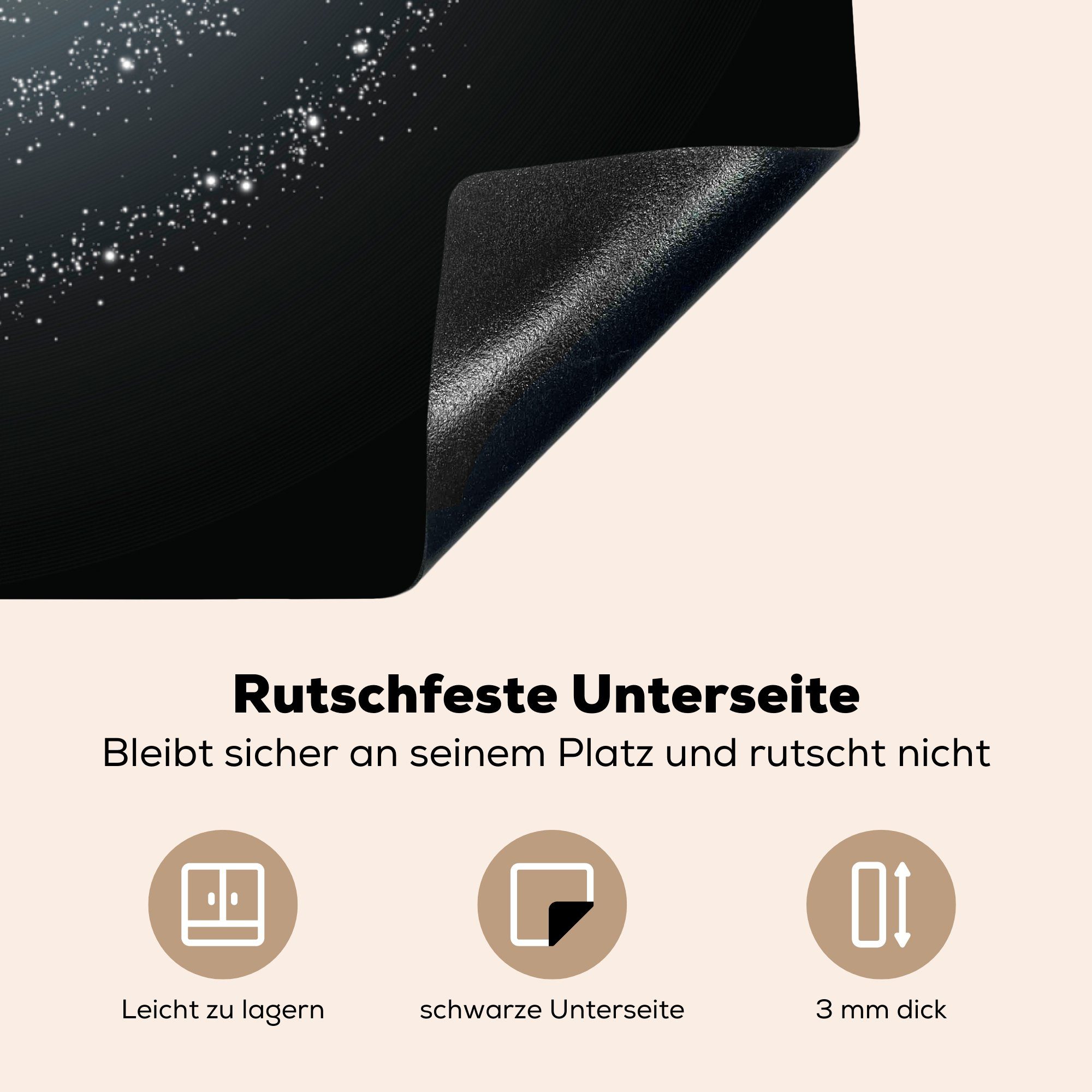 MuchoWow Herdblende-/Abdeckplatte Eine Vinyl, Milchstraße, küche für 78x78 tlg), schwarz-gelbe cm, (1 der Arbeitsplatte Illustration Ceranfeldabdeckung