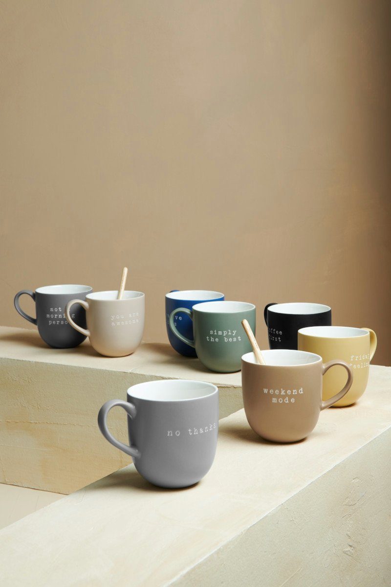 ASA SELECTION Becher hey! Henkelbecher coffee first schwarz 0,35l, New Bone China, Geschirr