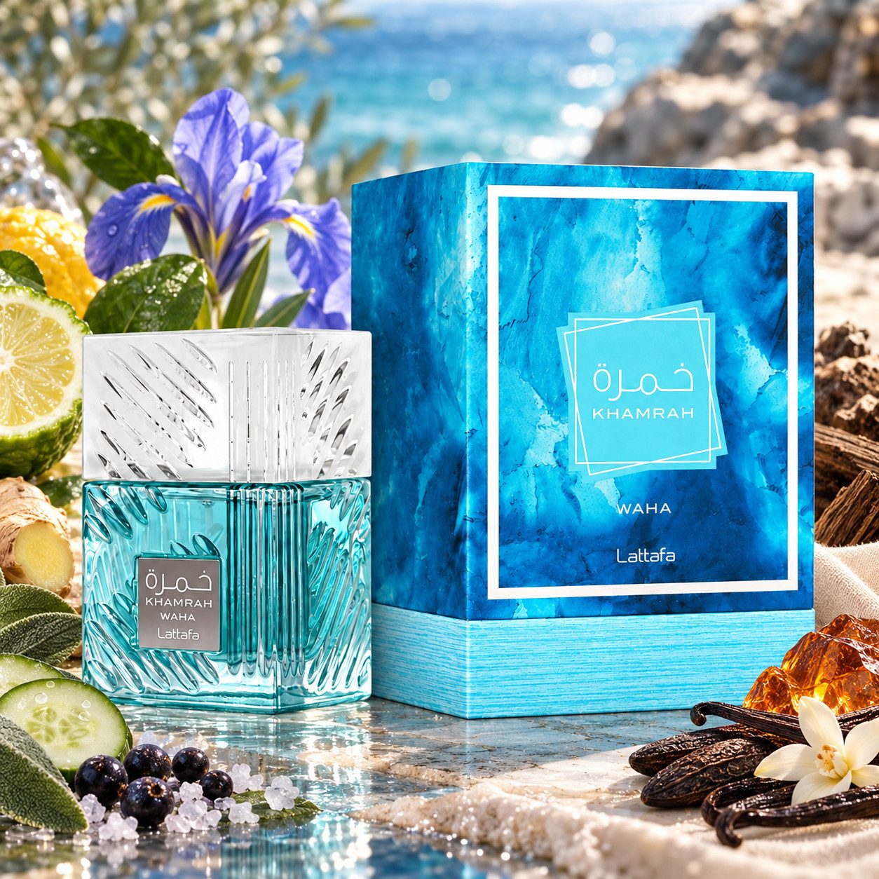 Lattafa Duft-Set Khamrah Waha EDP 100 ml – Aromatisch · + Parfümzerstäuber