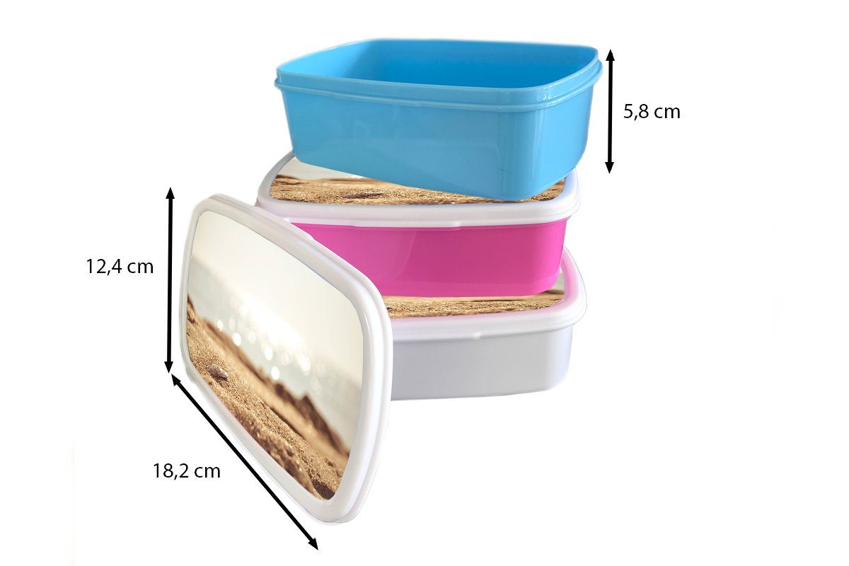 Snackbox, Brotbox - rosa Sand Kinder, Kunststoff Muschel, Kunststoff, für - Strand Brotdose (2-tlg), Lunchbox MuchoWow Mädchen, Erwachsene,