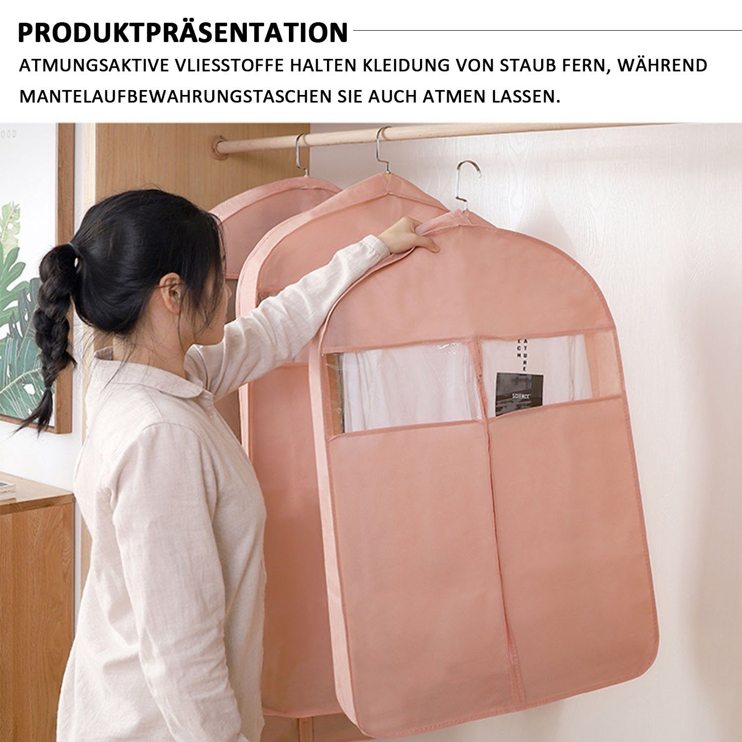 staubdichter Kleidersack transparentem MAGICSHE St) Grau 3D mit Kleidersack (3 Fenster