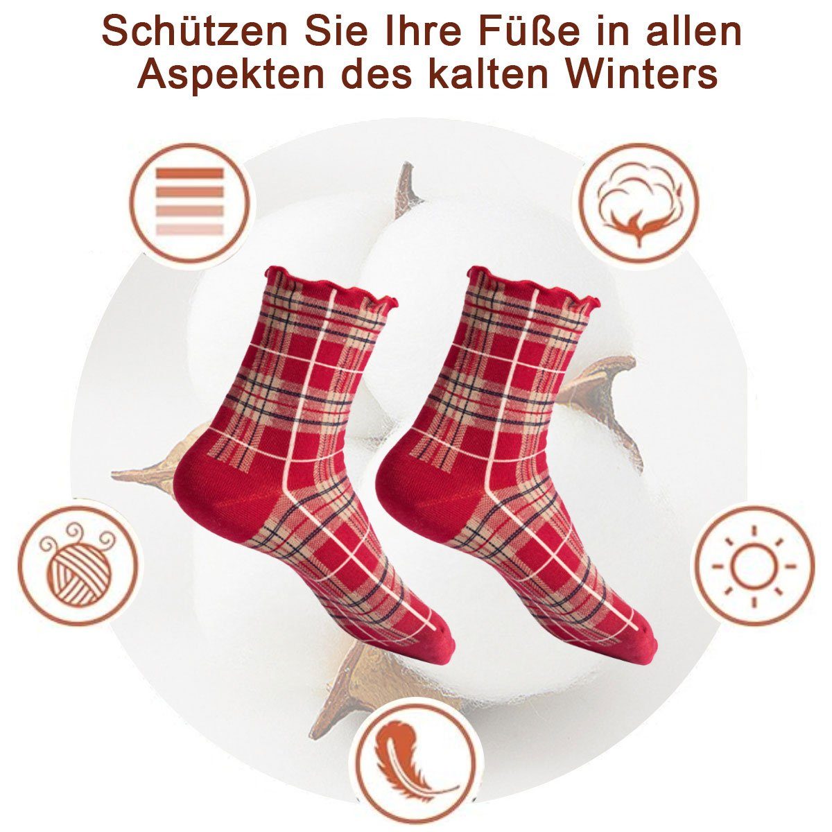 Socken,Atmungsaktive Damen Baumwolle Jormftte Socken Sneaker Crew Freizeitsocken Komfort Rot