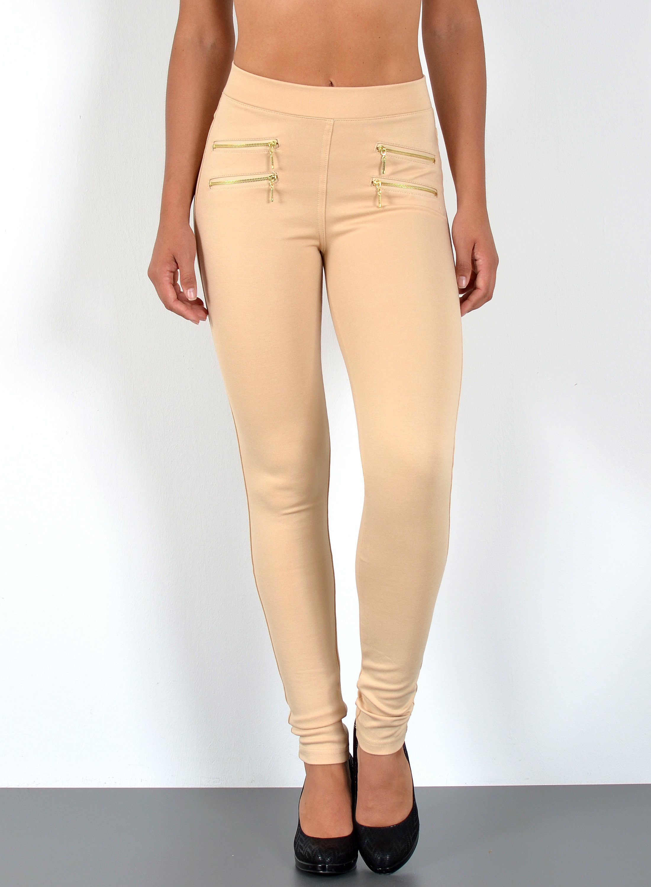 Stretch-Hose Sehr enge Damen Treggings Hose Gummi-Bund Stretch Hose J189