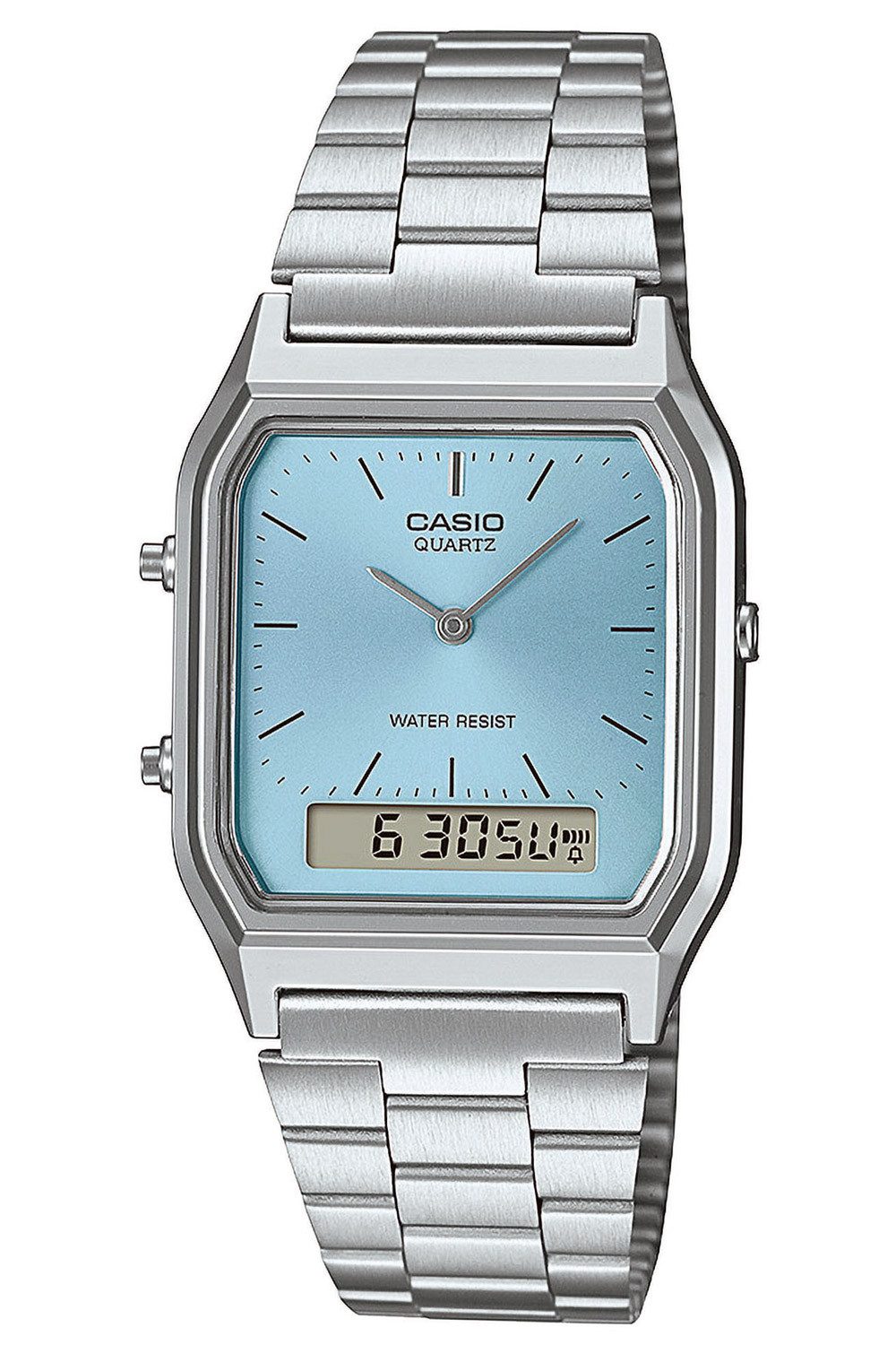 CASIO VINTAGE Quarzuhr Collection Edgy Armbanduhr Ana-Digi Stahl/Hellblau günstig online kaufen