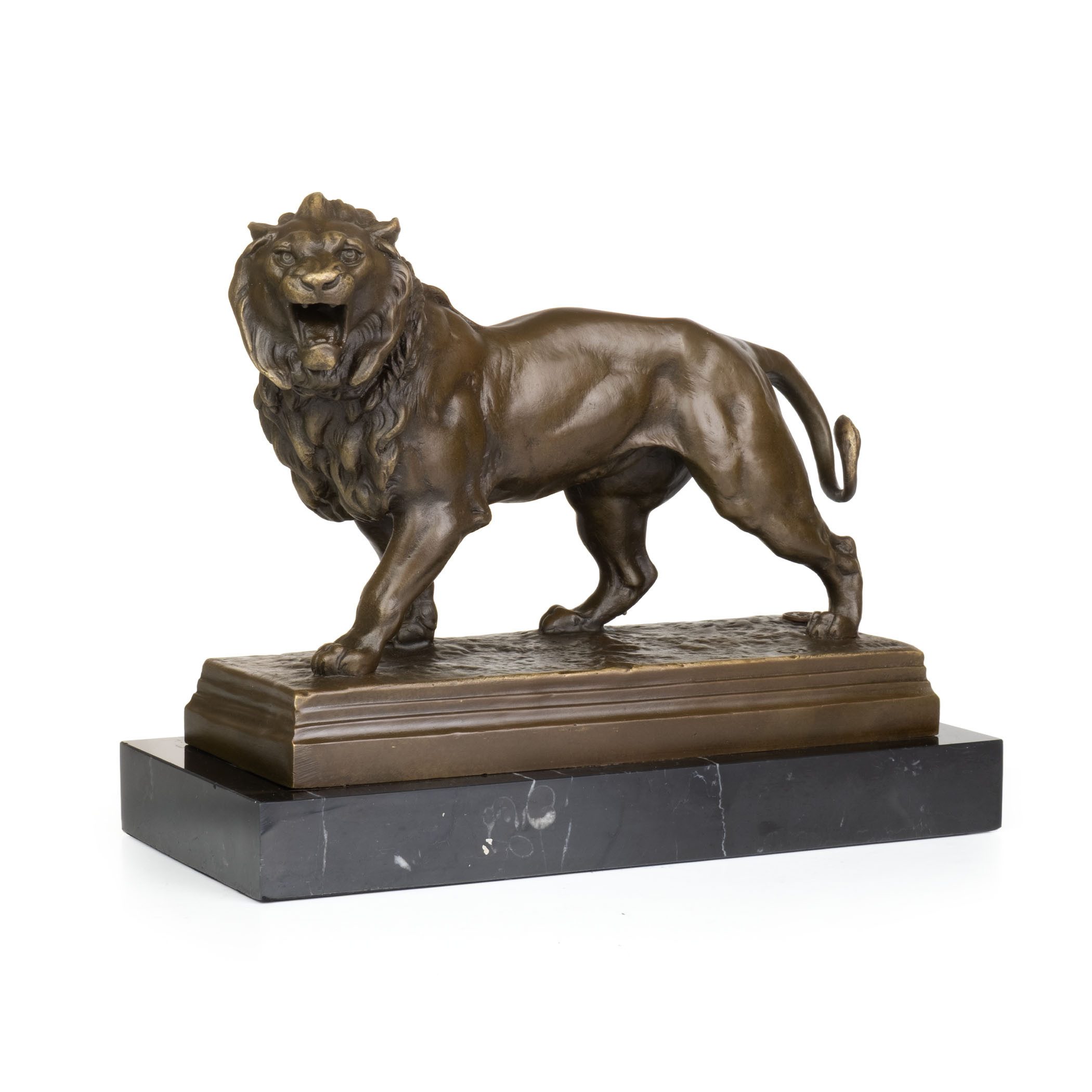 Moritz Tierfigur Löwe stehend Bronze Dekofigur auf Marmorsockel H 20,2 cm Skulptur (Einzelartikel, kein Set)