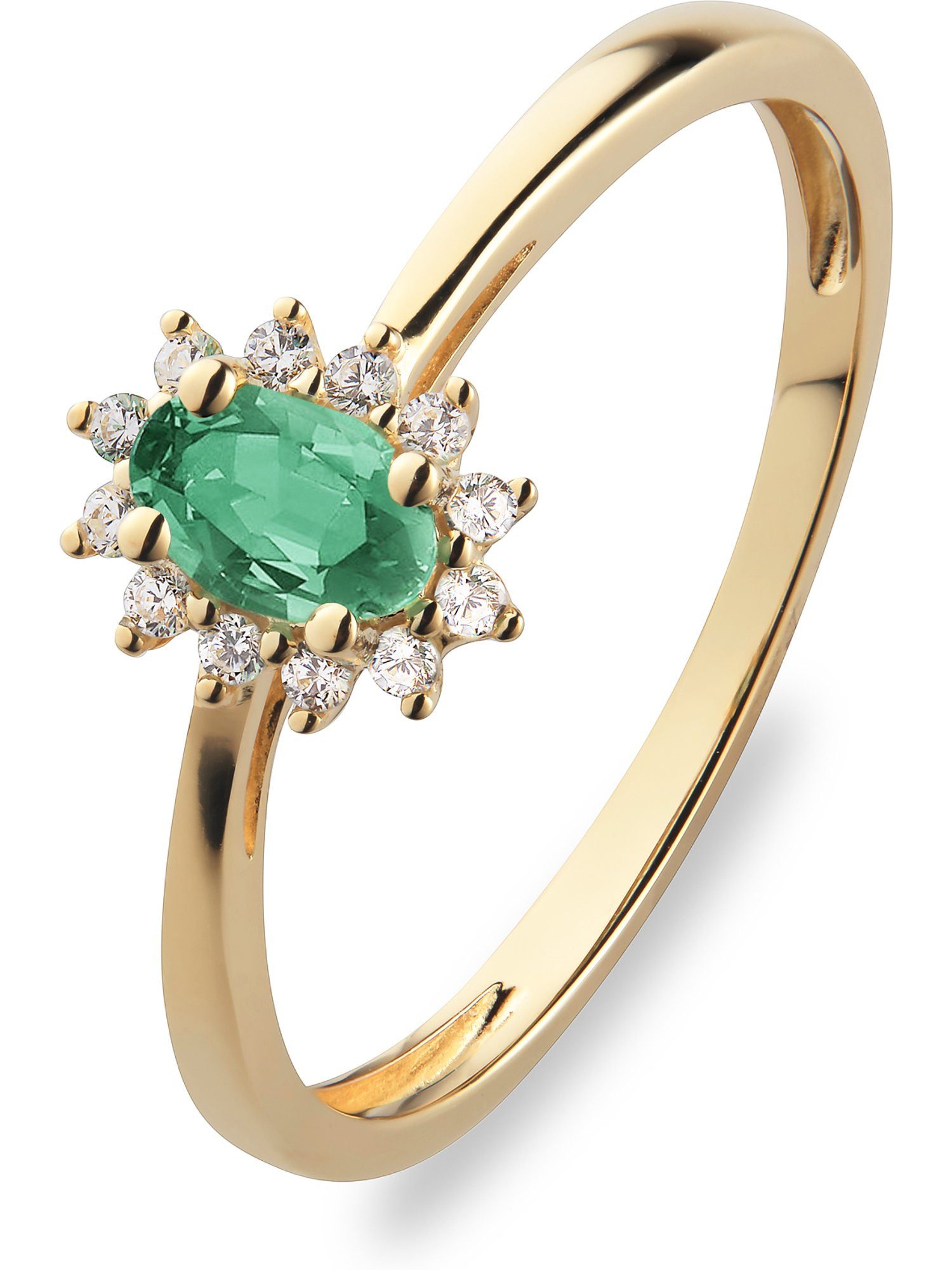 Goldring CHRIST Damen-Damenring 585er Gelbgold 1 Smaragd