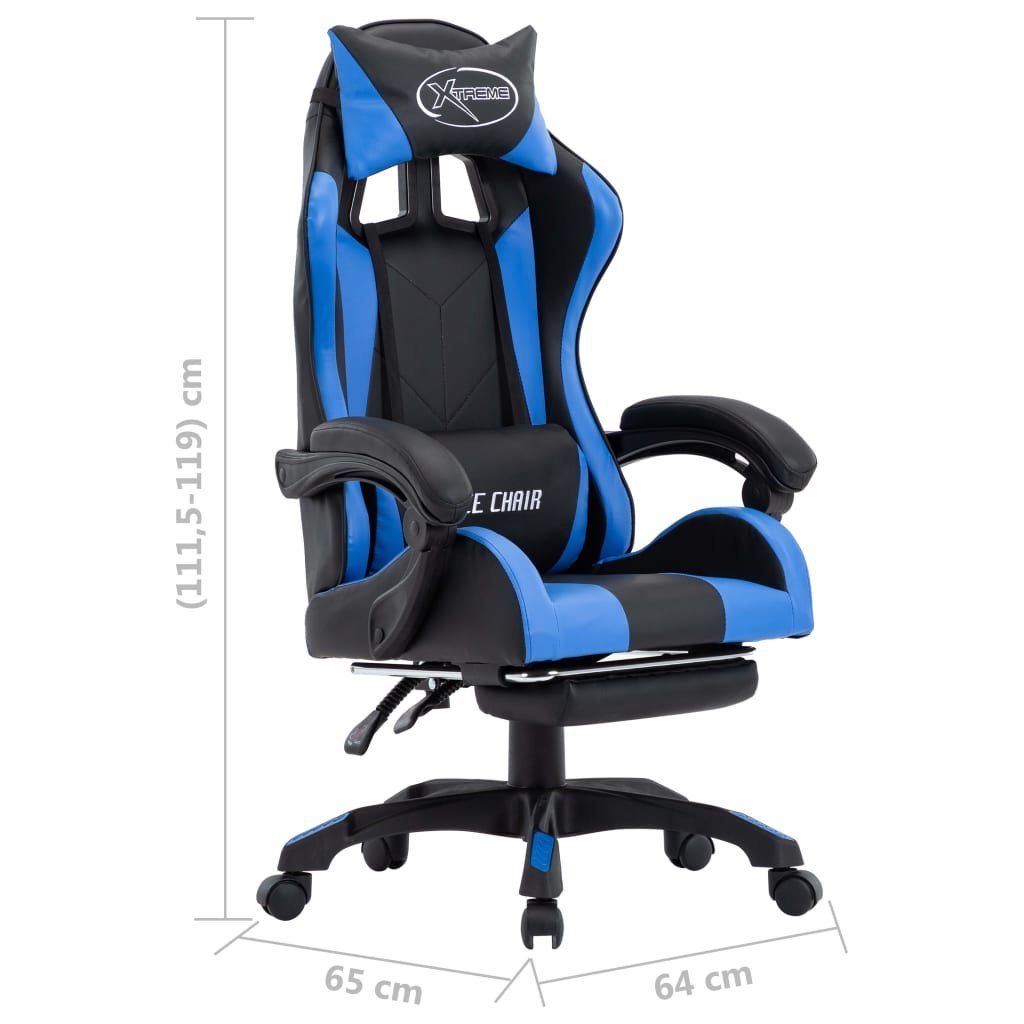 mit Schwarz | Blau Schwarz Gaming-Stuhl vidaXL und Fußstütze und Blau St) (1 Kunstleder und Schwarz Blau Bürostuhl