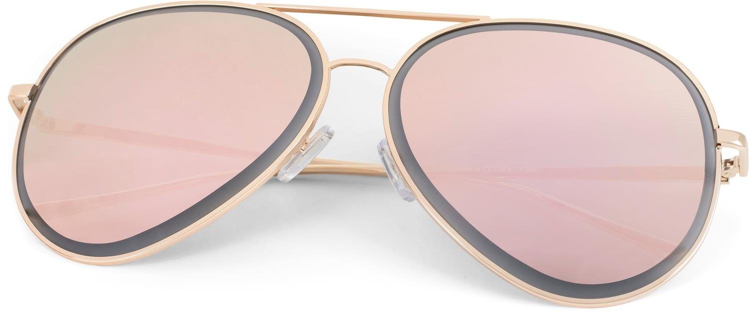 verspiegelt / Gestell Pink (1-St) Glas Gold styleBREAKER Verspiegelt Sonnenbrille