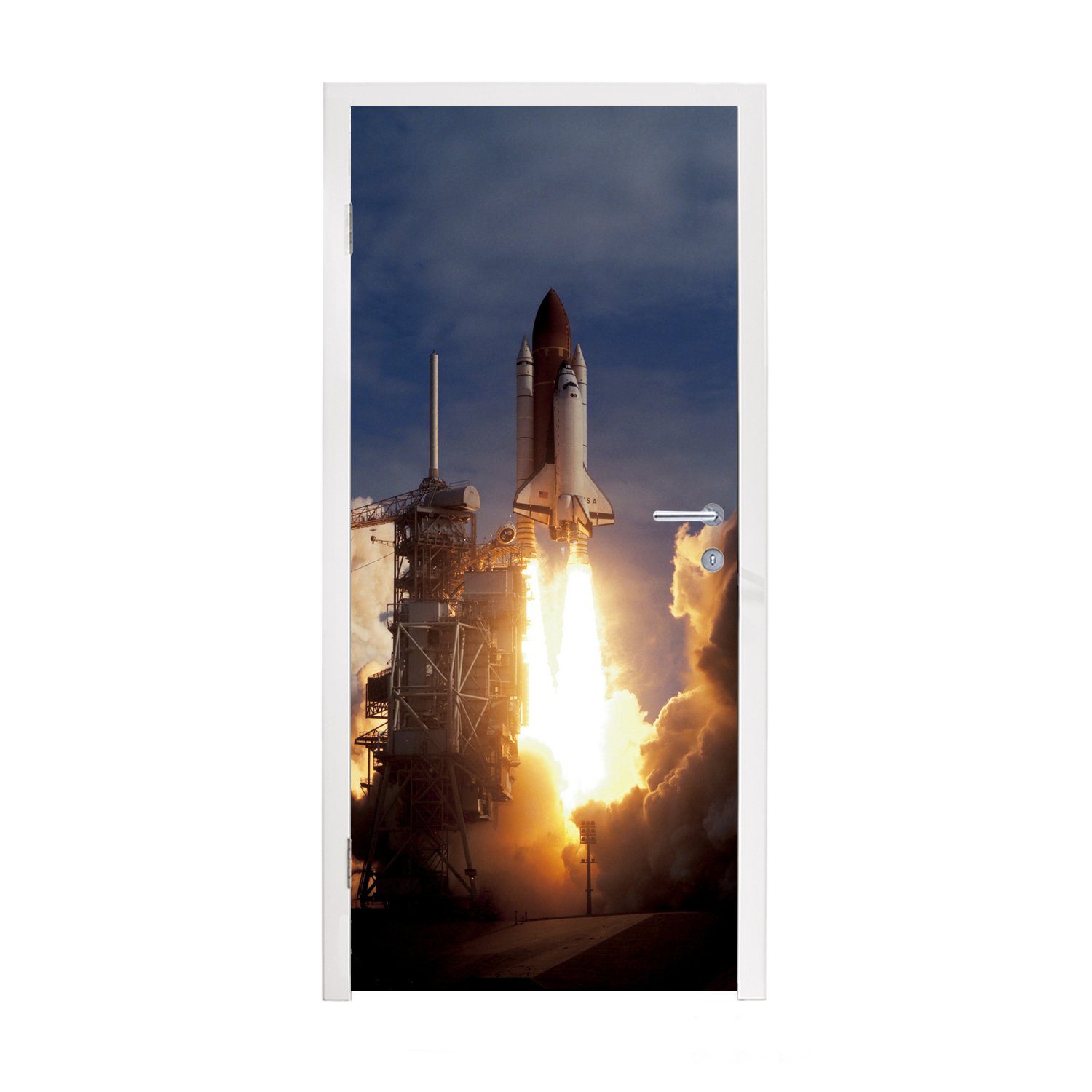 preisberechnung MuchoWow Türtapete Start des Space bedruckt, Shuttle, Türaufkleber, 75x205 für cm St), Tür, (1 Matt, Fototapete