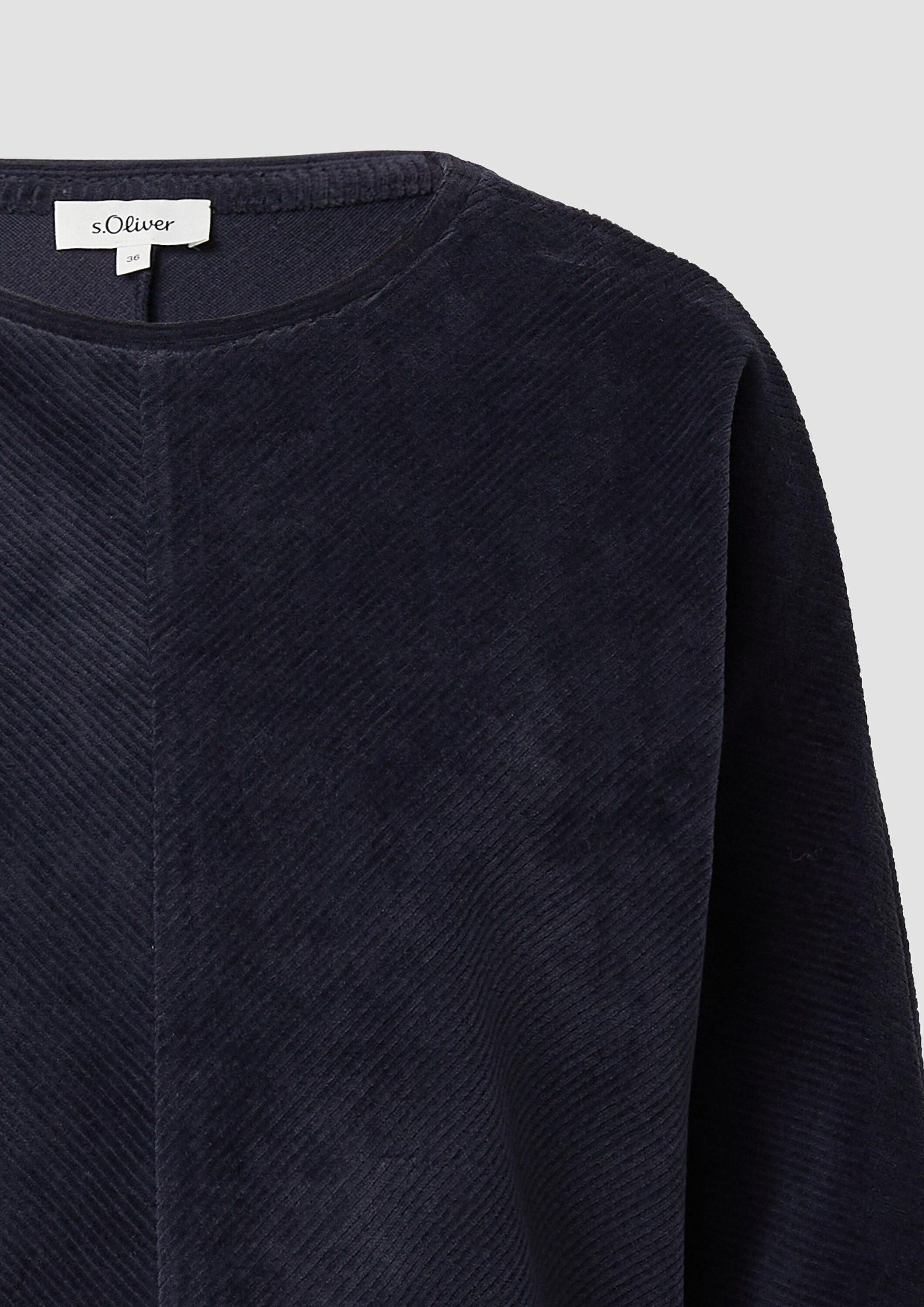 s.Oliver 3/4 Arm-Pullover Sweatshirt Cord-Shirt mit Teilungsnaht und Fledermausärmeln