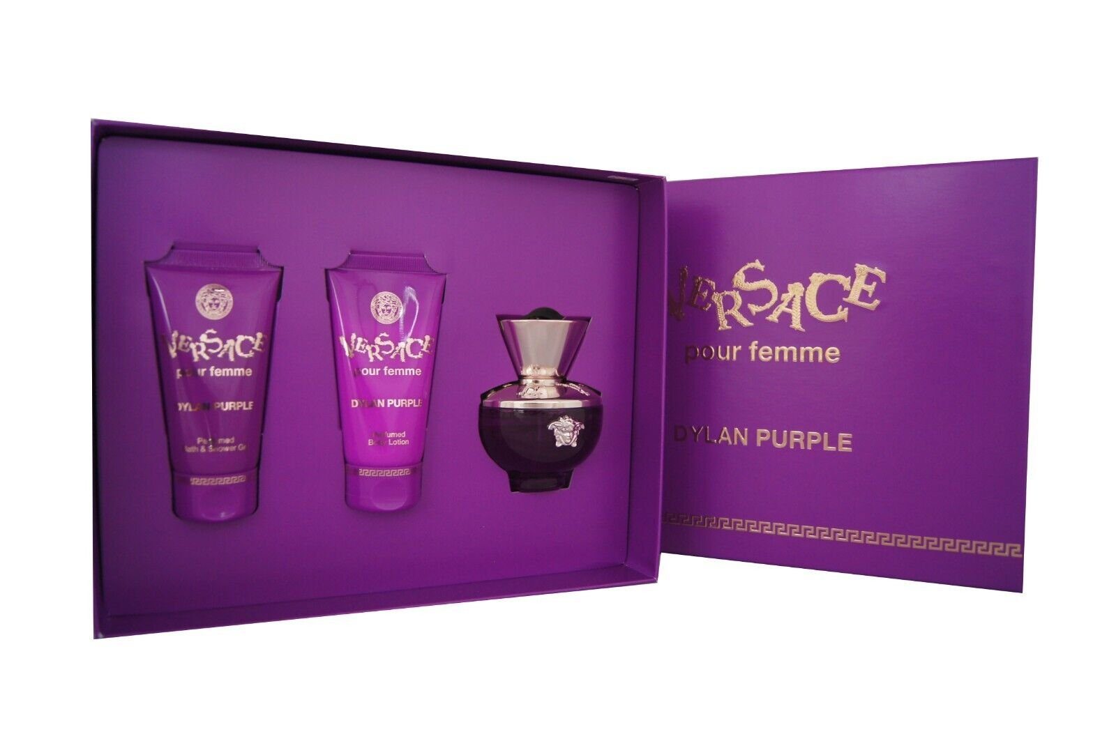 Versace Duft-Set Versace Set, + Purple 1-tlg. EDP 50ml 50ml Dylan 50ml - + SG femme BL pour