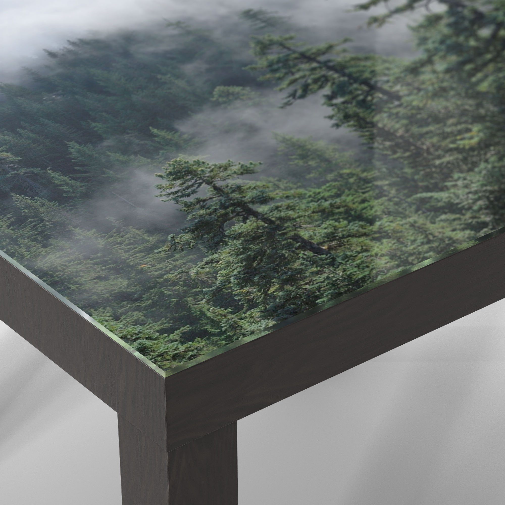 DEQORI Couchtisch 'Tannenspitzen im Nebel', Glas modern Glastisch Beistelltisch Schwarz