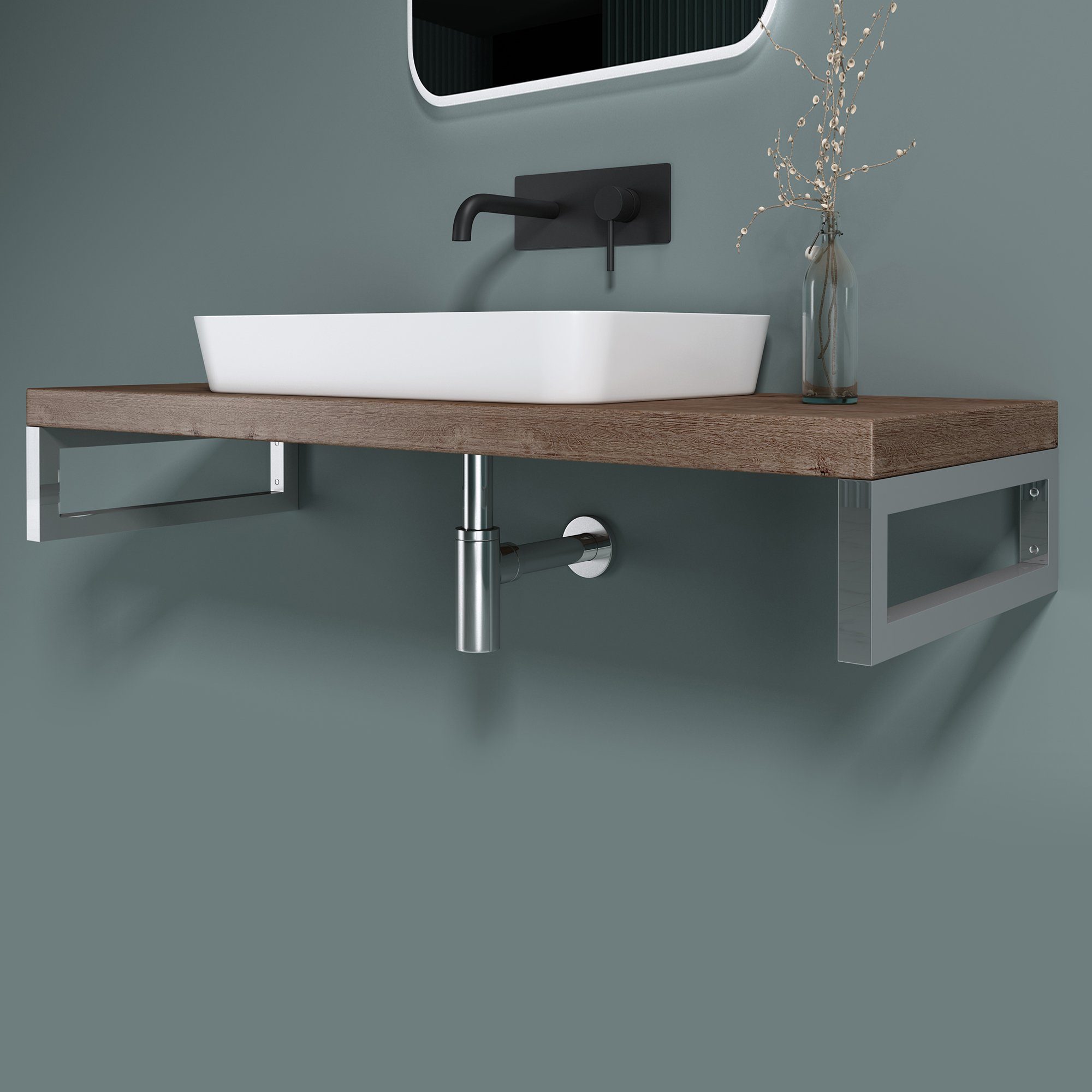 doporro Waschtischplatte für Waschbecken Holzplatte Waschtischkonsole Eiche günstig online kaufen