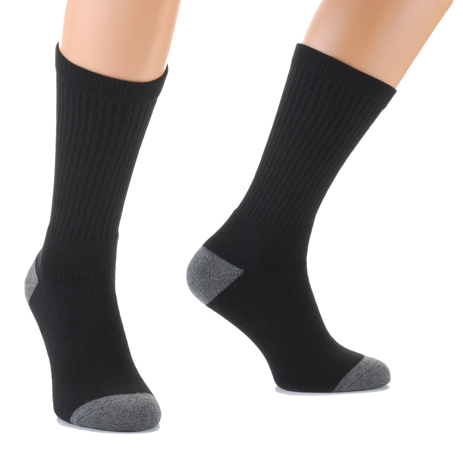 Hirschthal Arbeitssocken 3, 6, 12 Paar Herren Arbeitssocken Sportsocken Socken Schwarz (3-Paar) mit verstärkter Verse und Zehenbereich