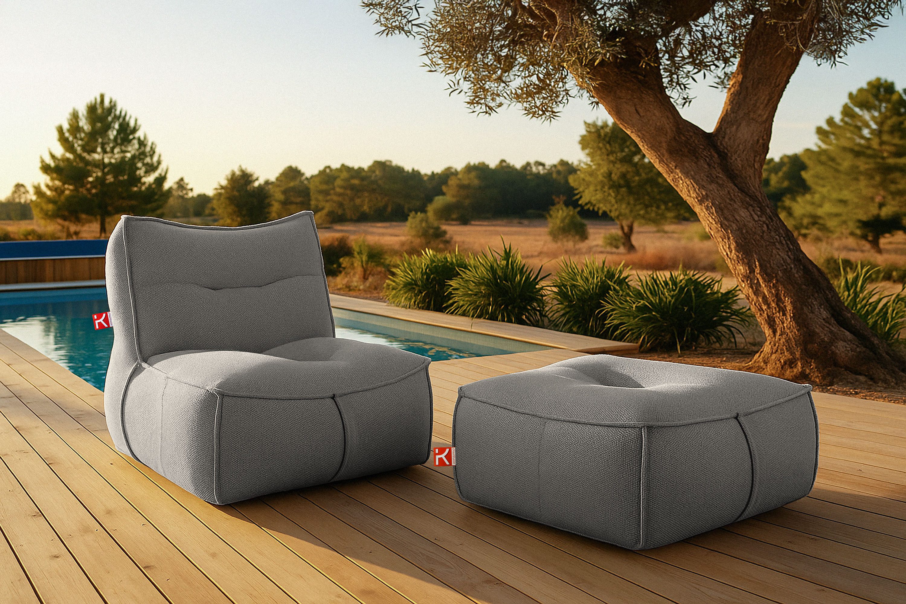 KONSIMO® Gartenlounge-Set LOVIA Gartensessel mit Hocker, günstig online kaufen