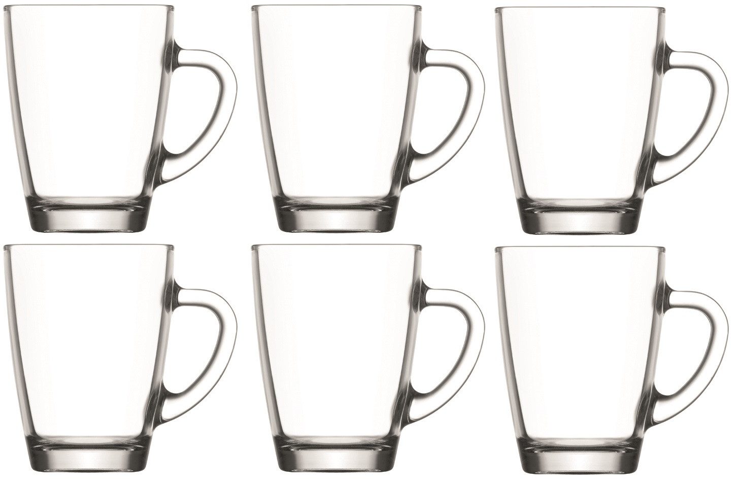 steinwohn Teeglas 6er Set Чайные стаканы Teetassen Glastassen Trinkgläser mit Henkel - 300ml, geeignet für Spülmaschine und Mikrowelle