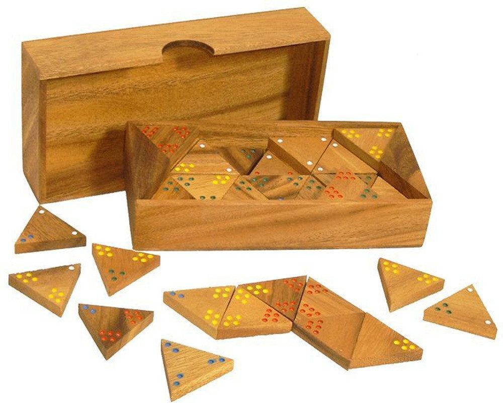 WORU Spiel Tridomino aus Samena-Holz handgefertigtes Legespiel