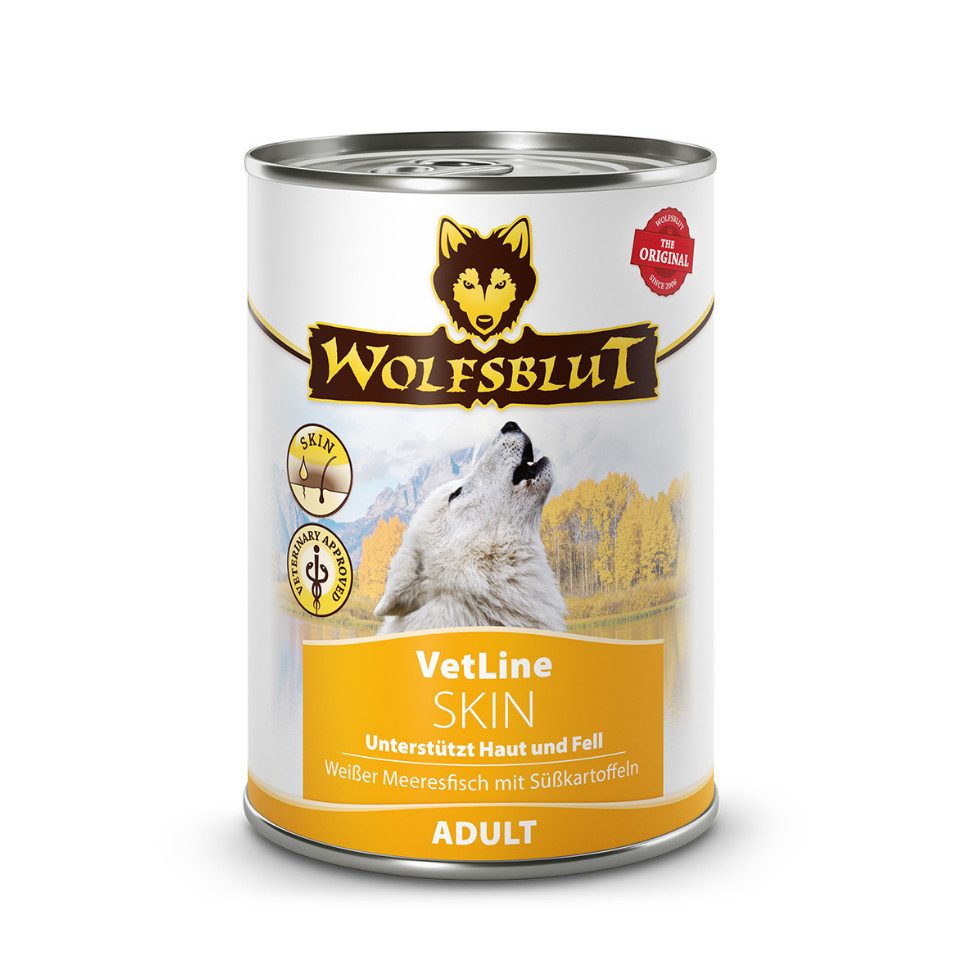 Wolfsblut Vetline Skin & Coat - Unterstützt bei Haut- und Fellproblemen 6x395g, Nassfutter für: Hunde