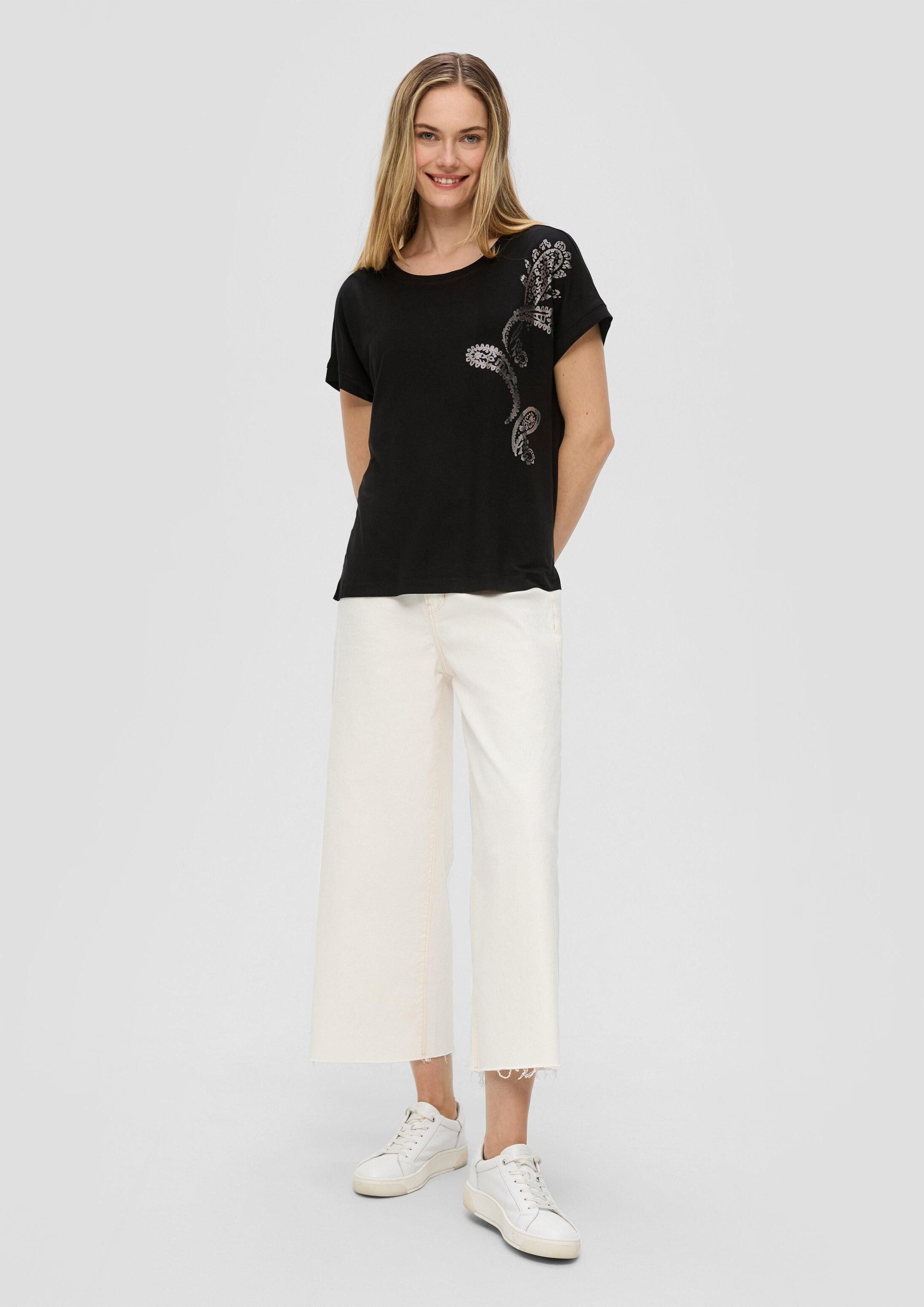s.Oliver Kurzarmshirt T-Shirt T-Shirt mit Pailletten