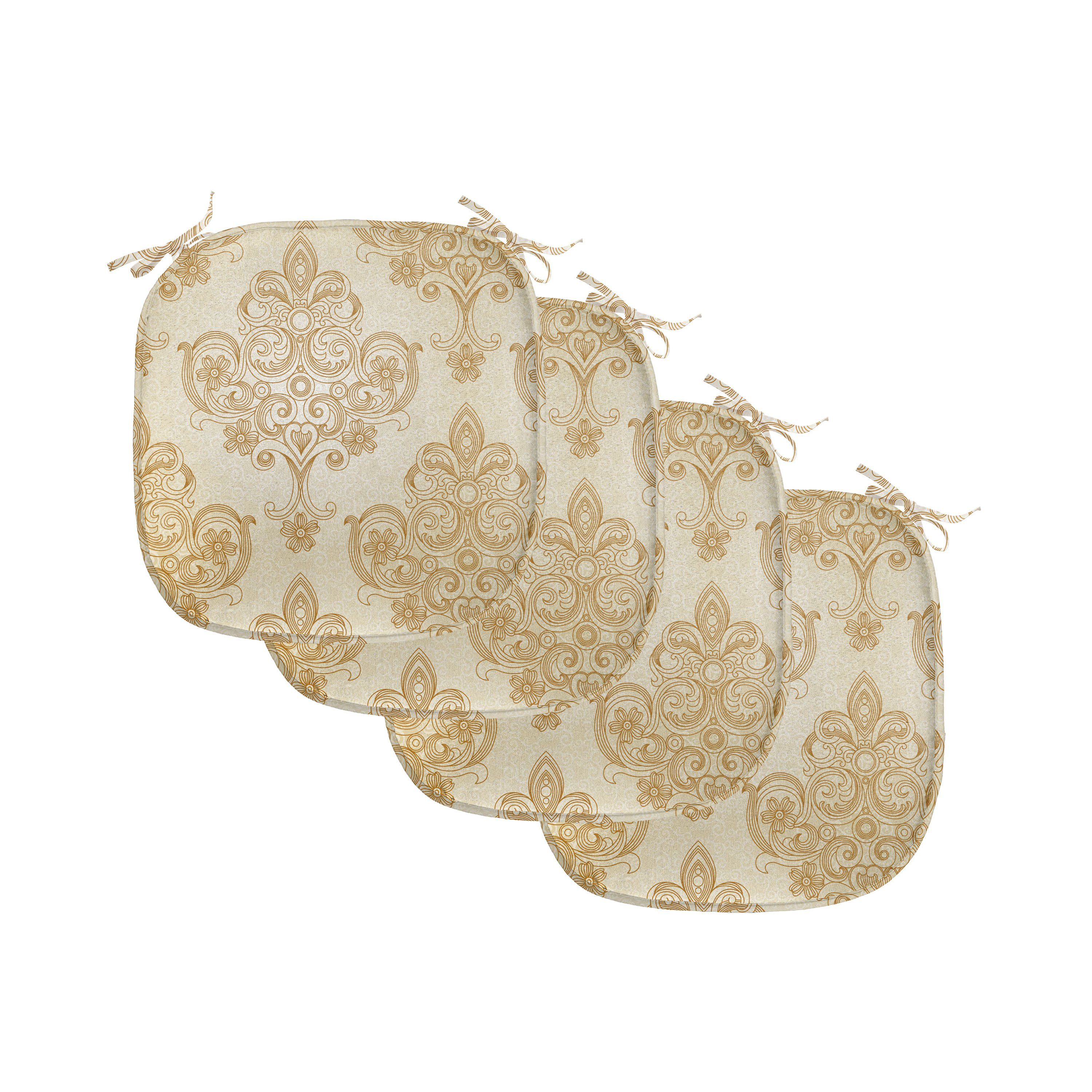 Abakuhaus Подушка для стула Dekoratives wasserfestes Kissen mit Riemen für Küchensitze, Jahrgang Barock Curved Blumen