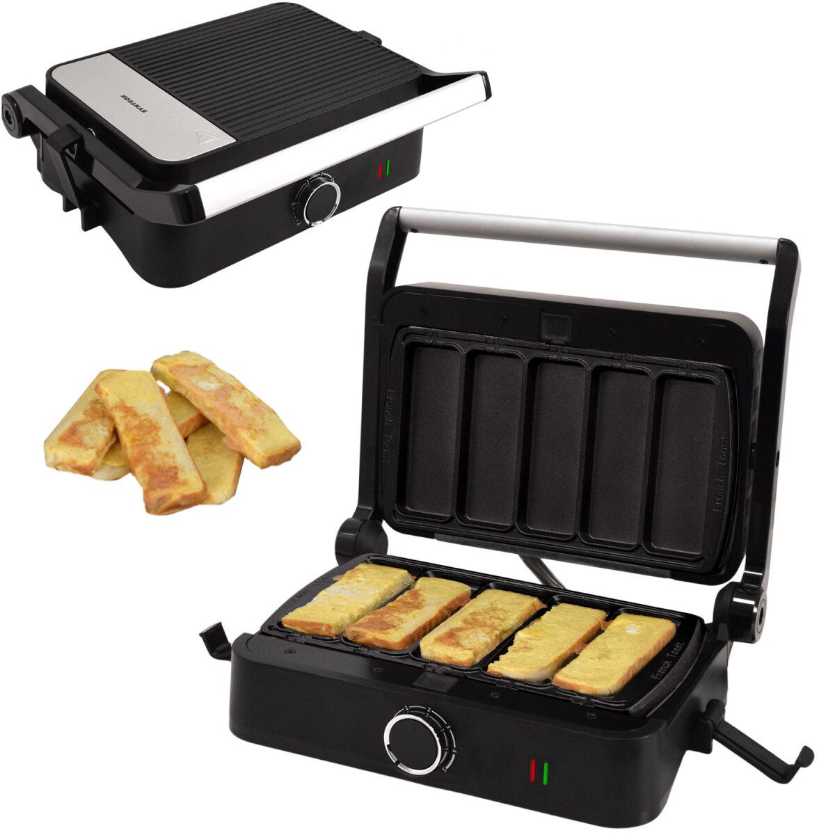 Syntrox Germany Küchenorganizer-Set Kombigerät Multifunktionsmaker mit Wechselplatten SM-1000W-Toledo Fre