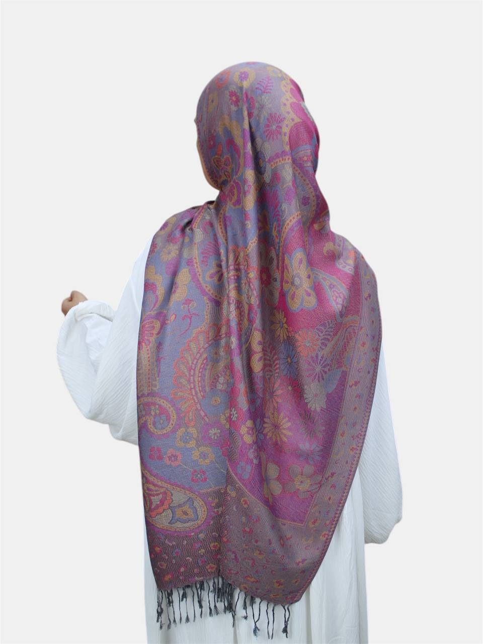 Aymasal Kopftuch Flower Pashmina Muster Hijab Kopftuch Schal Fransentuch Hidschab Islam, Hochwertige Viskose, Blumendesign