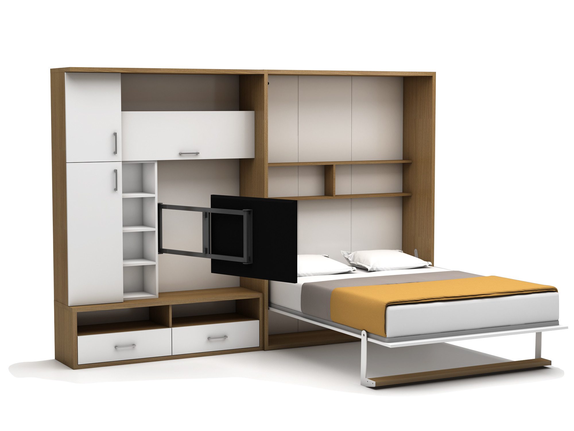 Multimo Schrankbett Multimo Double Saloon Wohnwand mit Schrankbett