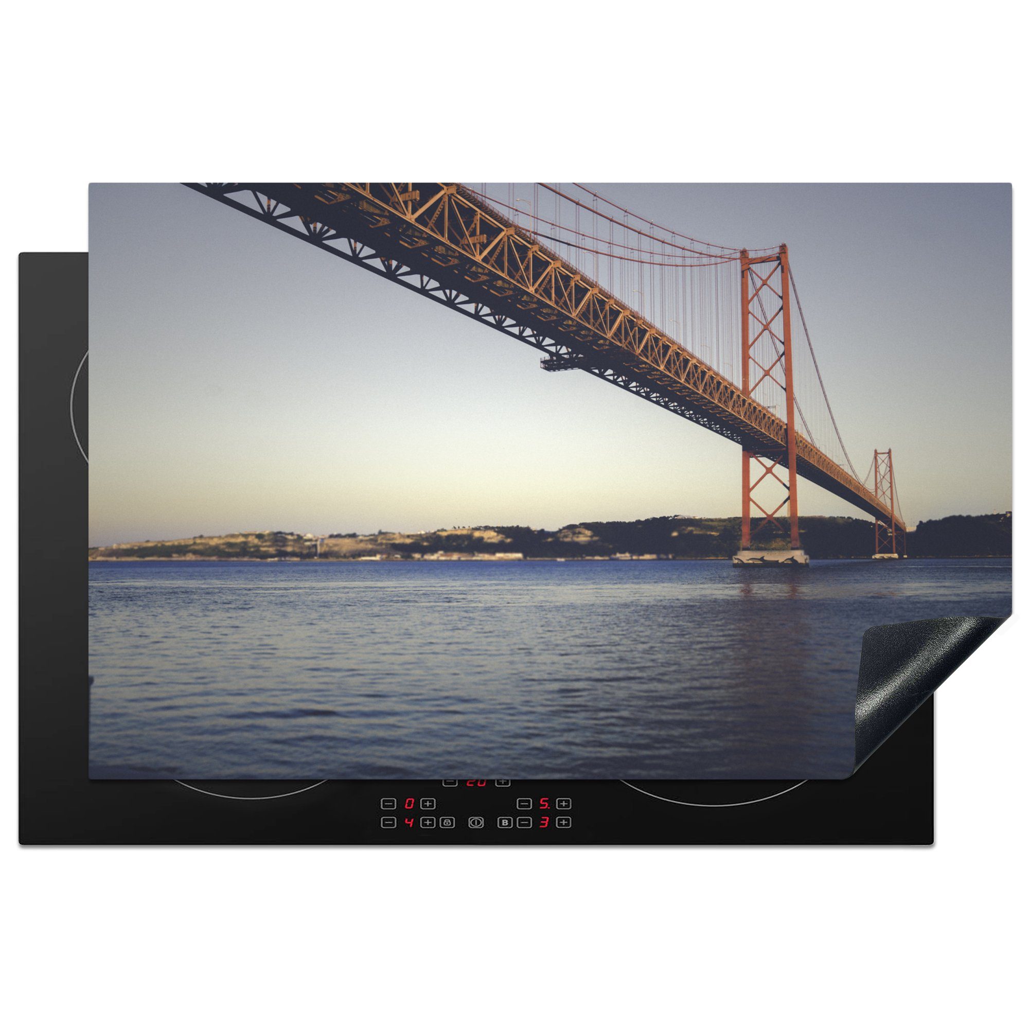 Induktionskochfeld die Portugal Ceranfeldabdeckung - Brücke für küche, Herdblende-/Abdeckplatte Vinyl, 81x52 cm, (1 Schutz tlg), MuchoWow - Meer,