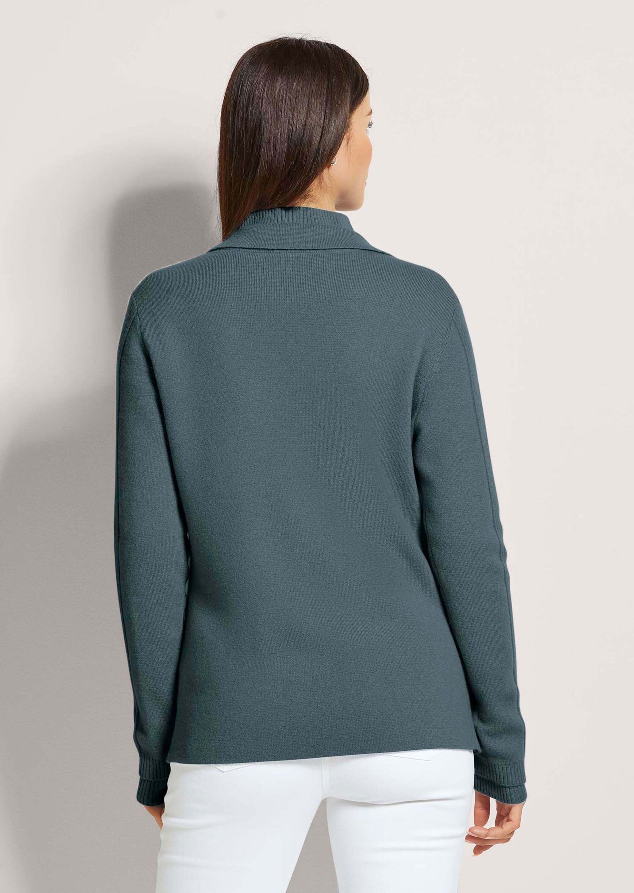 MADELEINE Strickjacke Strickjacke aus Merinowolle und Kaschmir Blazer mit Reverskragen, Pointelle-Muster, 1-Knopf-Verschluss