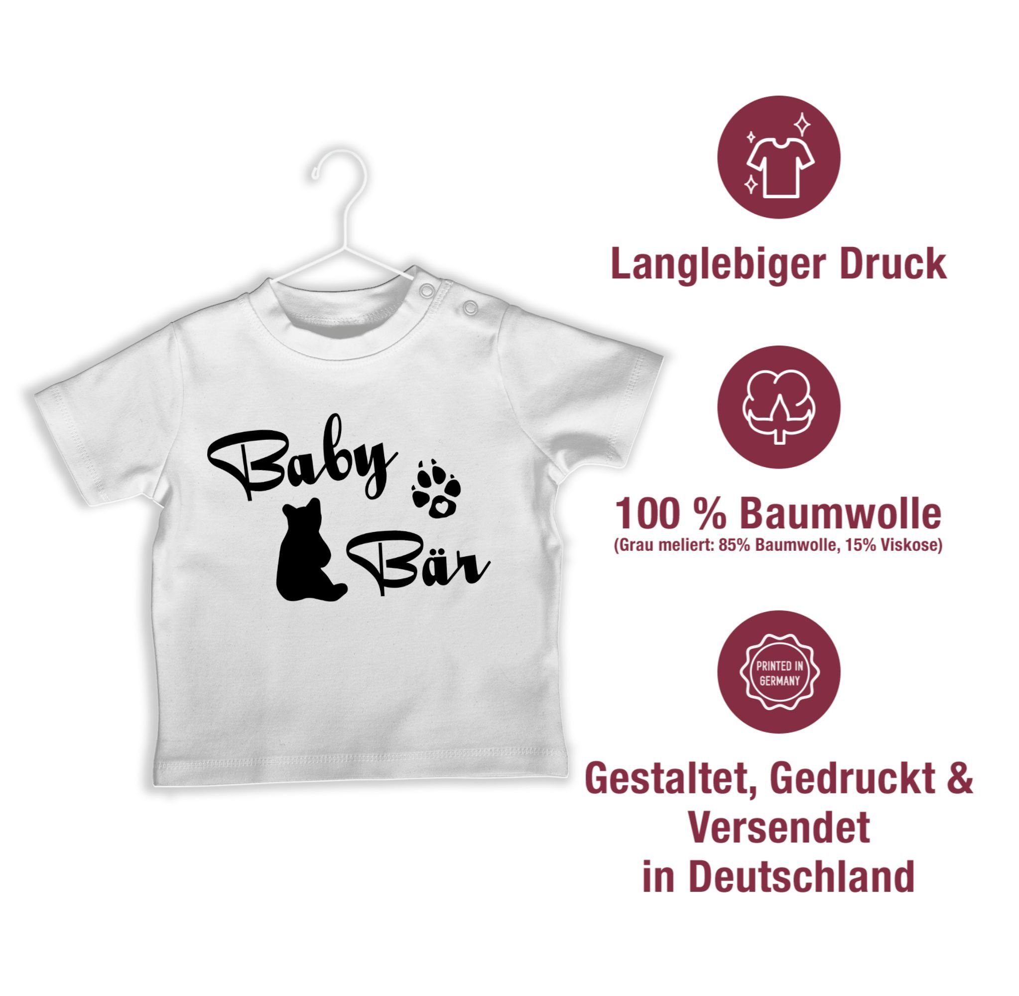 Shirtracer T-Shirt Weiß & Lettering 1 Strampler Junge Baby Bär Mädchen Baby