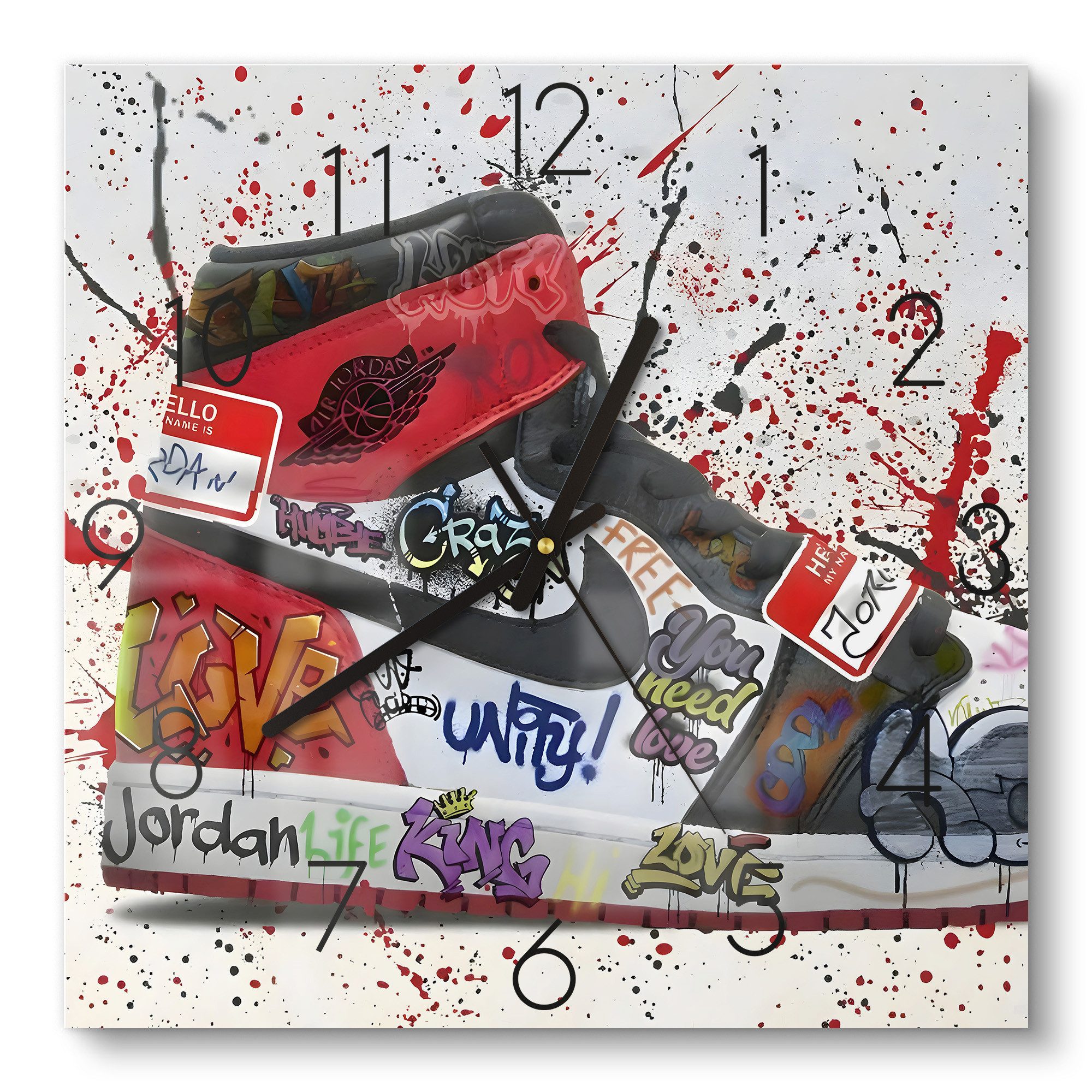 Wanduhr 'Graffiti-Sneaker Szene'