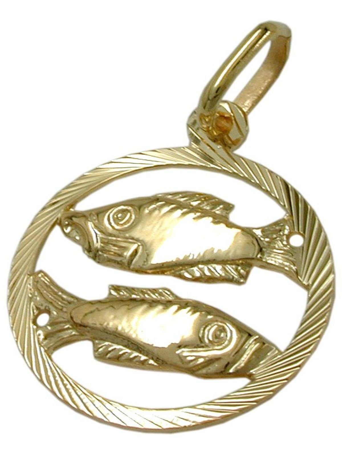 Gallay Sternzeichenanhänger Anhänger 15mm Sternzeichen Fische 9Kt GOLD (1-tlg)