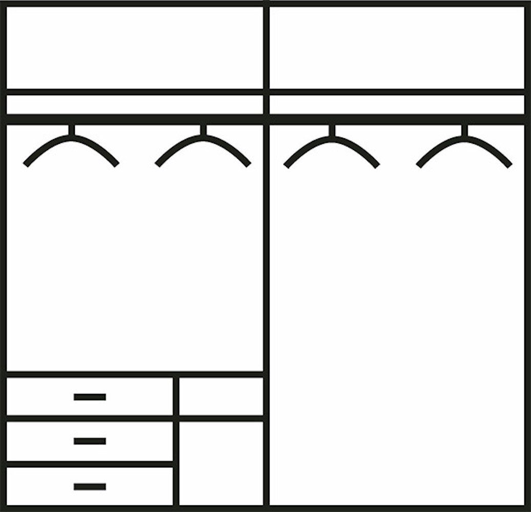 2-türig weiß Level 200x65x216cm Grauglas Wimex Schwebetürenschrank