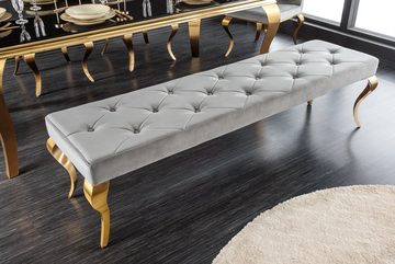 riess-ambiente Sitzbank MODERN BAROCK 175cm grau / gold (Einzelartikel, 1-St), Esszimmer · Samt · Edelstahl · Schlafzimmer · Flur · Design