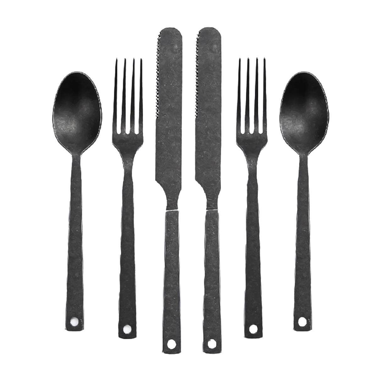 Besteck-Set "Flatware" Edelstahl matt für Camping Retro Outdoor