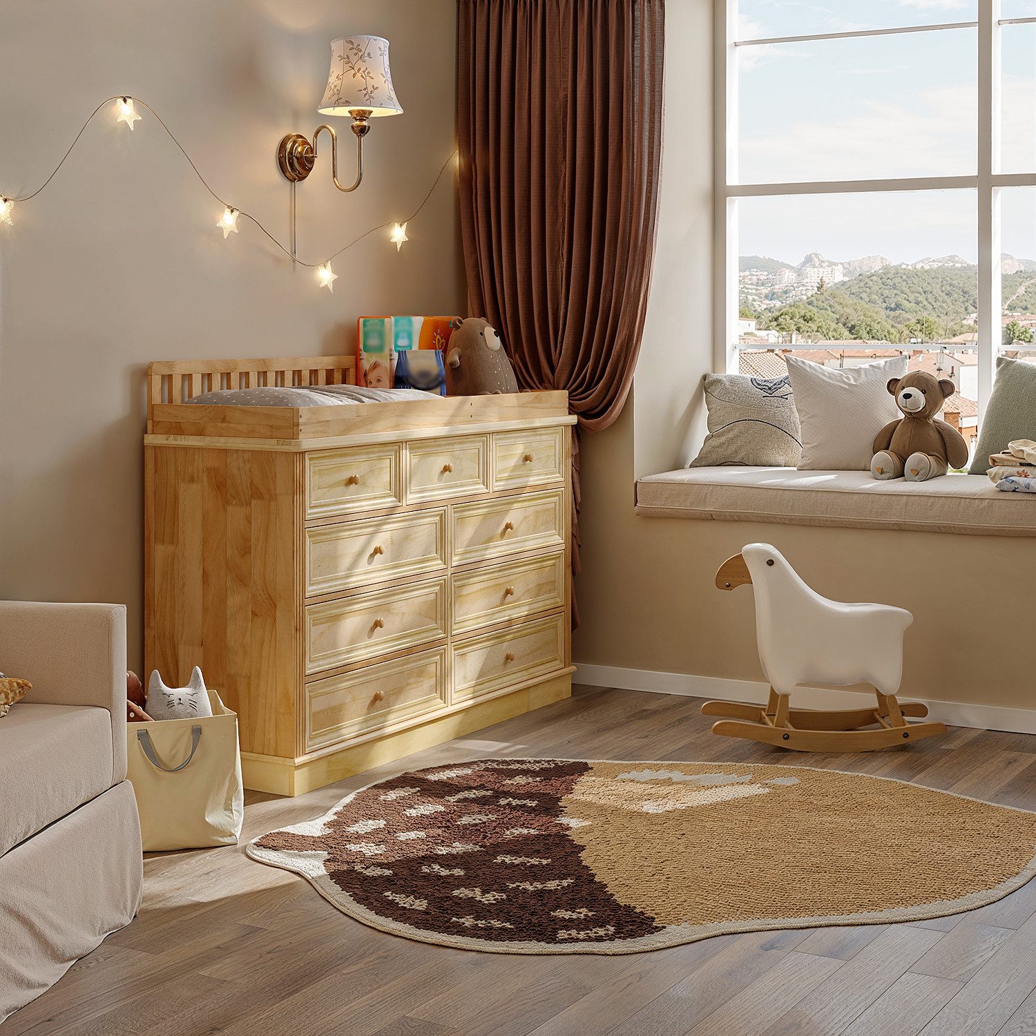 FUFU&GAGA changing chest of drawers in natural colour, chest of drawers, pine wood, 140×48×102 cm