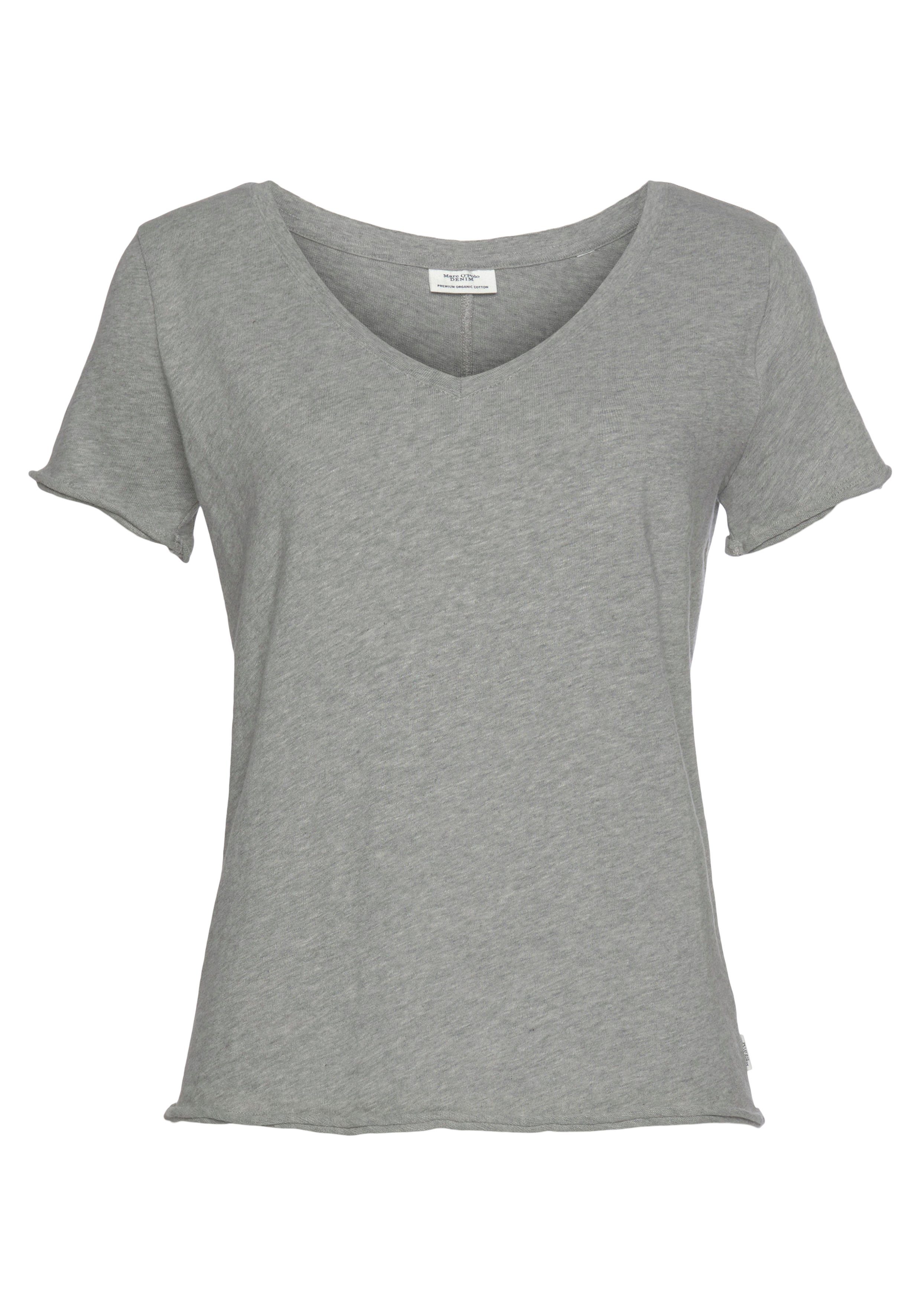 Marc O'Polo DENIM T-Shirt mit abgerundetem V-Neck