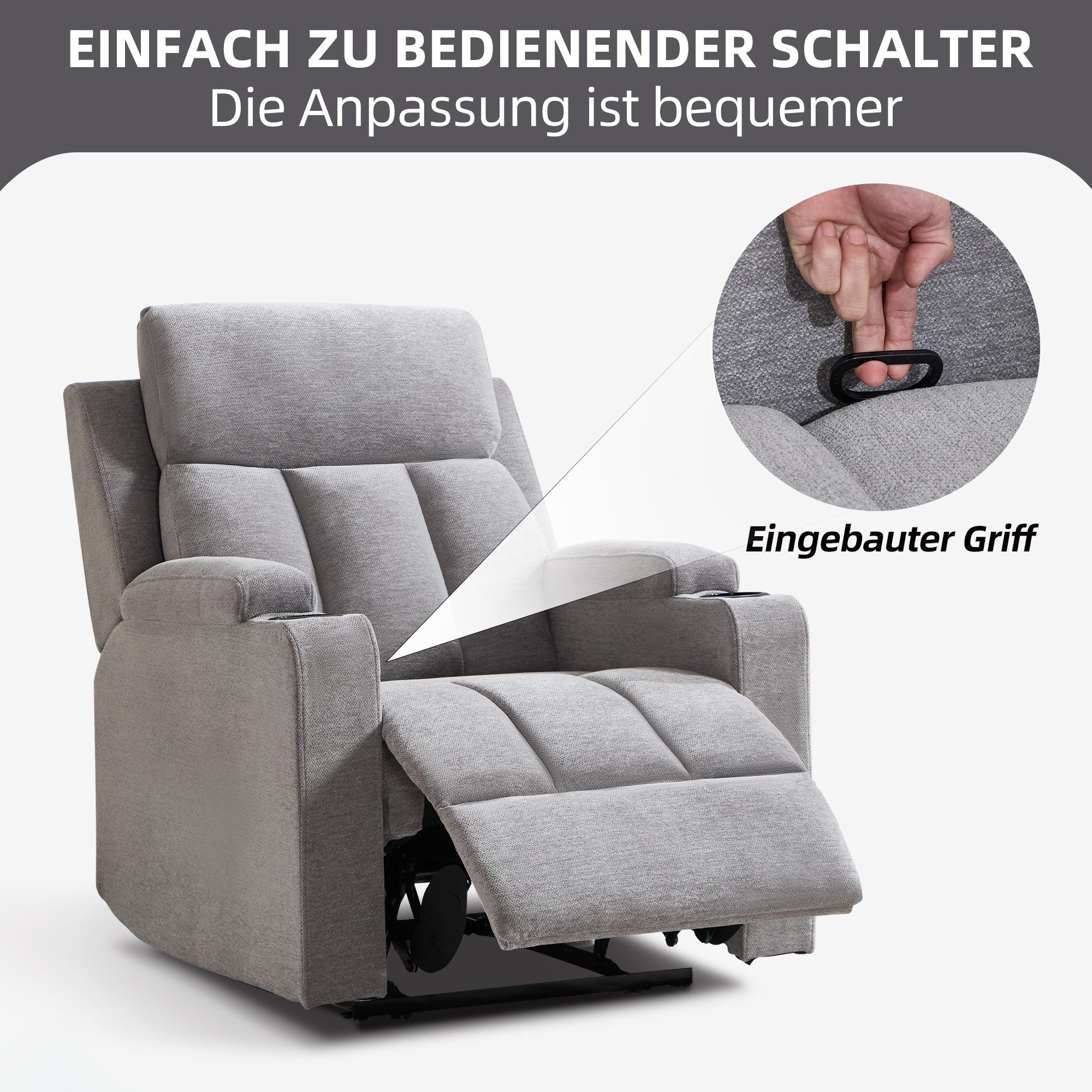 CANMOV Relaxsessel Canmov Fernsehsessel mit Liegefunktion,TV Sessel, Ruhesessel (2-St), Manueller Relaxsessel mit Verstellbarer Rückenlehne und Fußstütze – Bild 4 von 5
