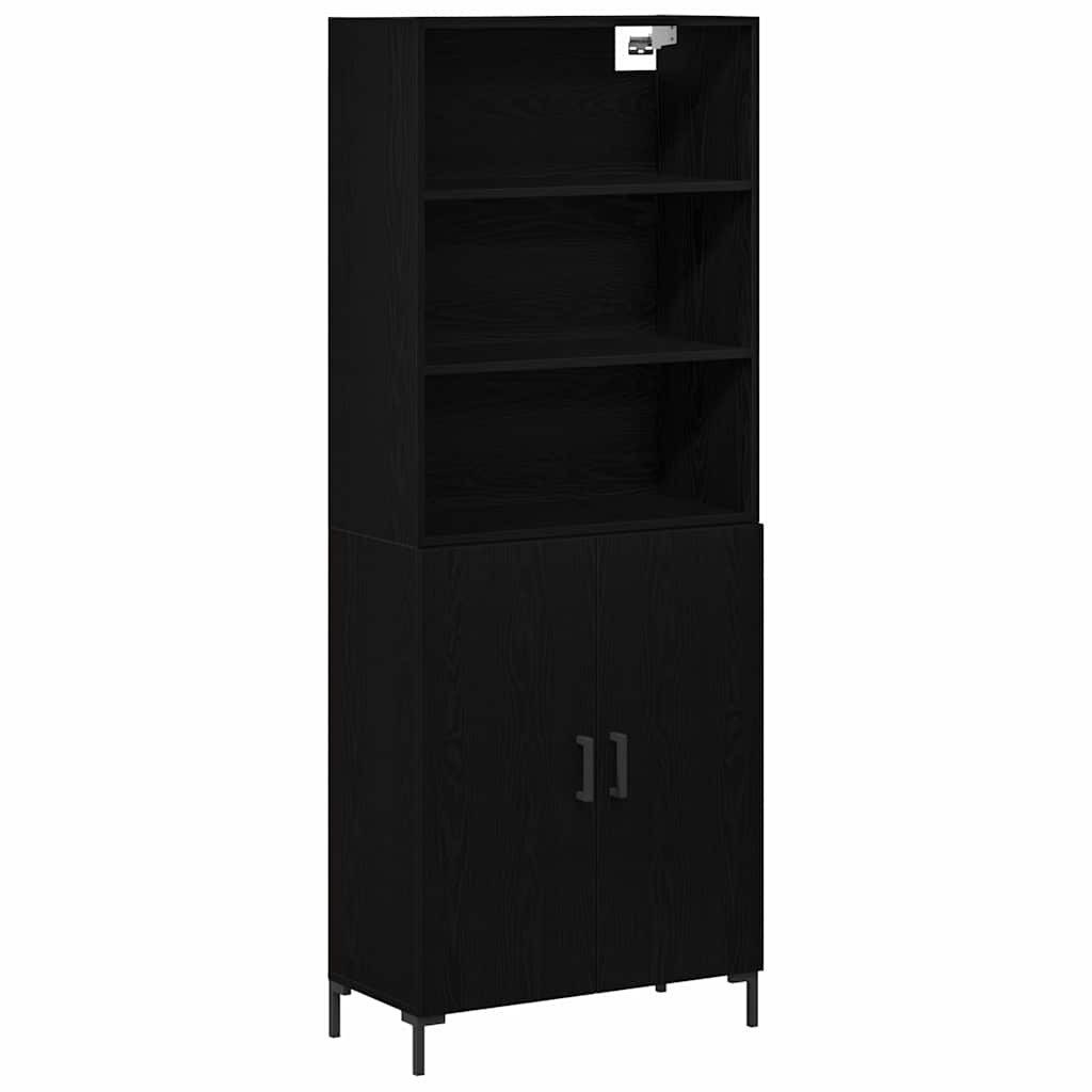 vidaXL Highboard Highboard Schwarz Eichen-Optik 69,5 x 34 x 180 cm Holzwerkstoff (1 St)