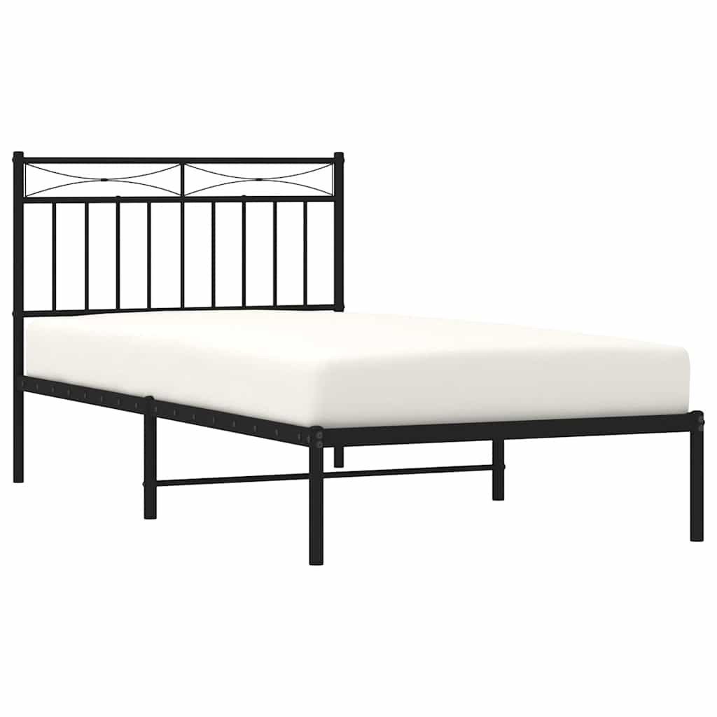 vidaXL Bettgestell, Bettrahmen mit Kopfteil Metall Schwarz 100x190 cm günstig online kaufen