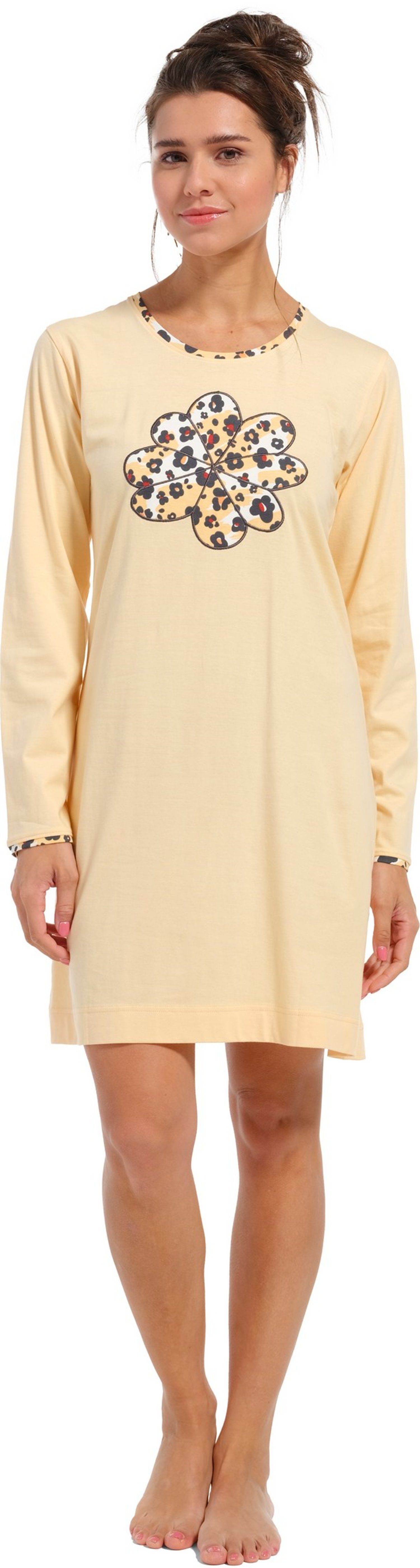 Rebelle Nachthemd Damen Schlafshirt mit langem Arm (1-tlg) Baumwolle