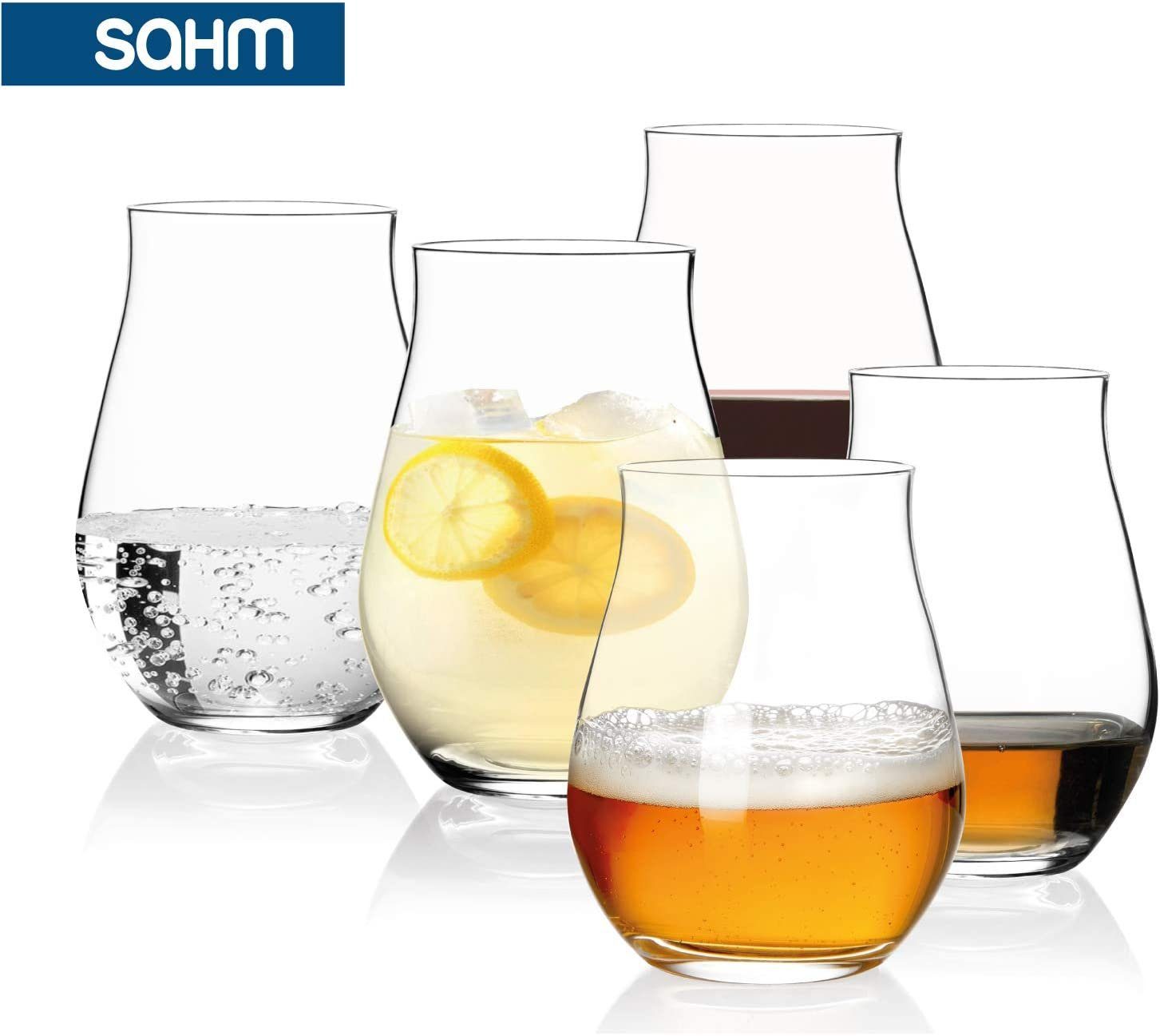 SAHM Gläser-Set Sensorik Wassergläser Set 6 teilig 420ml - Wasserglas, Sensorik Glas, 100% recyclebar – Bild 4 von 5